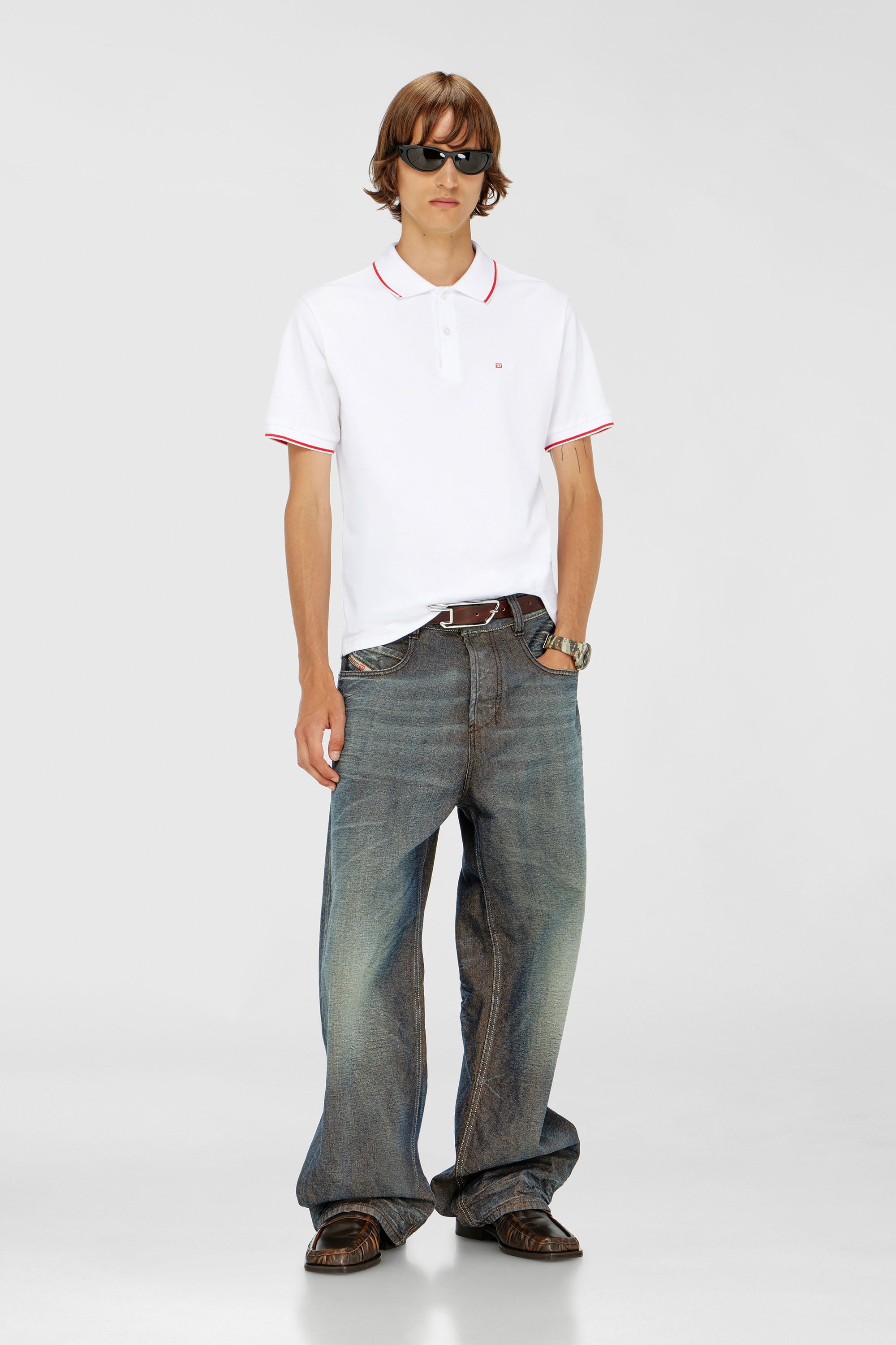 Diesel - T-FERRY-MICRODIV, Polo con peque&ntilde;o bordado Diesel Hombre in Blanco - 2