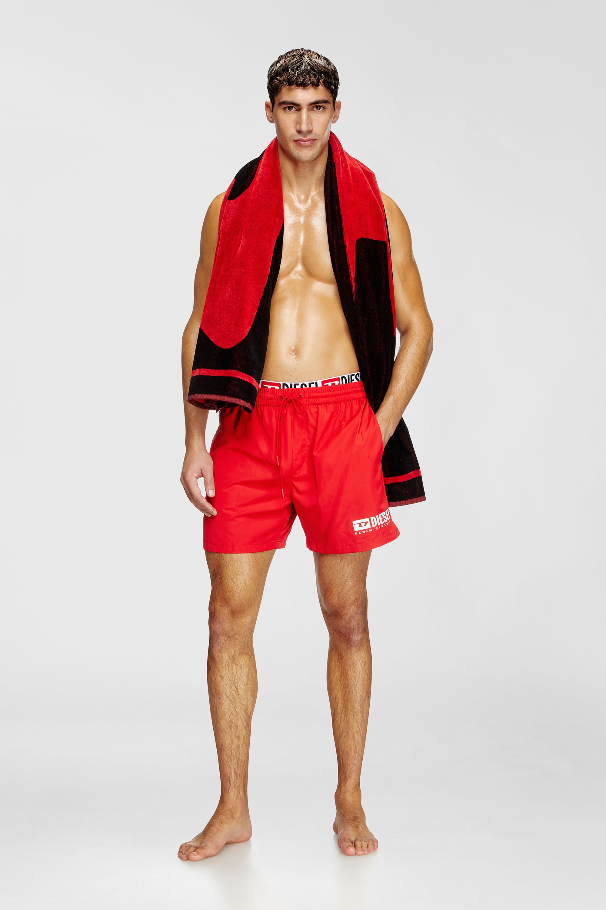 Diesel - VISPER-41-D-CORE, Ba&ntilde;ador corto con estampado del logotipo Hombre in Rojo - 1