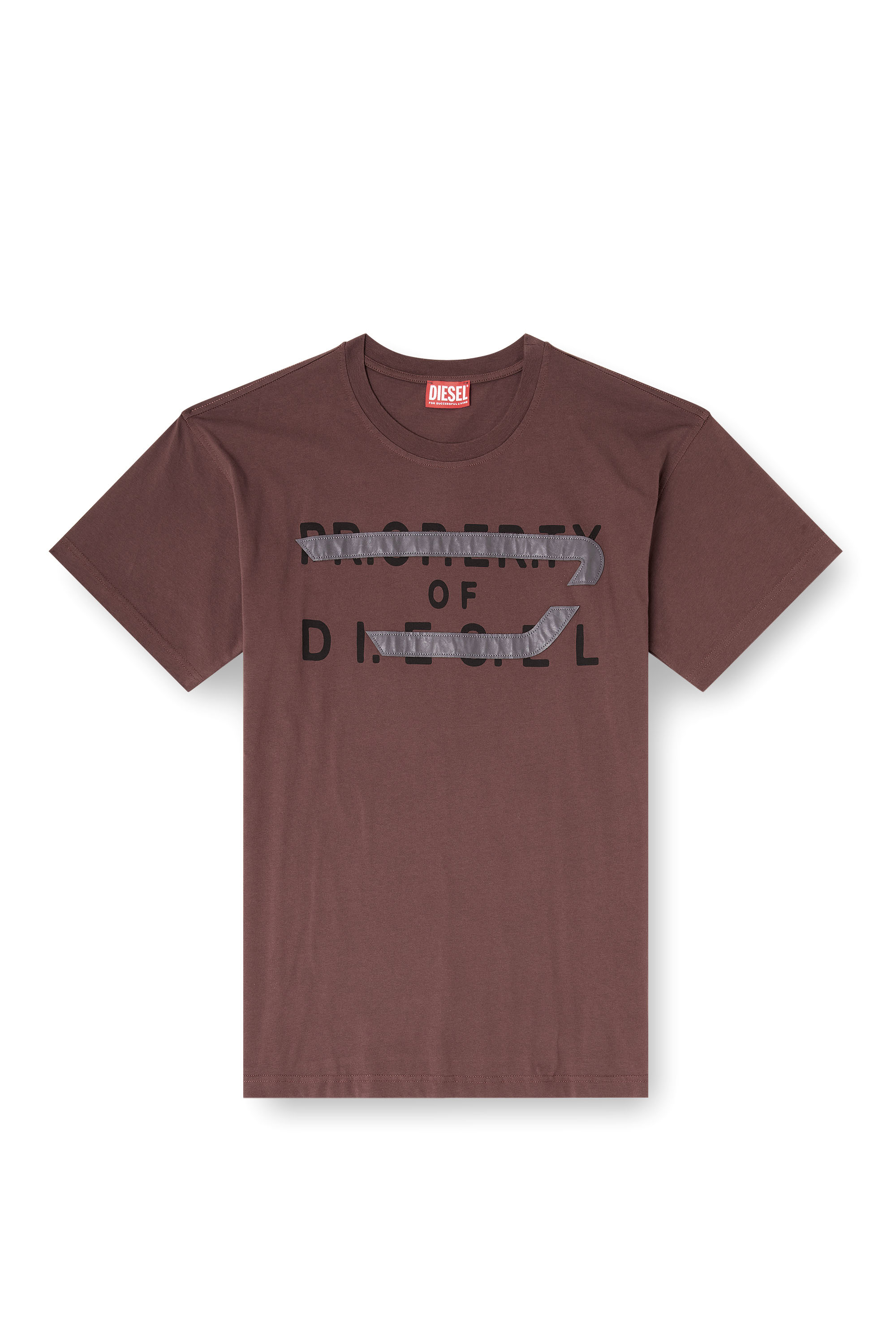 Diesel - T-NORM-V11, Camiseta regular con aplique de D Hombre in Marr&oacute;n - 3