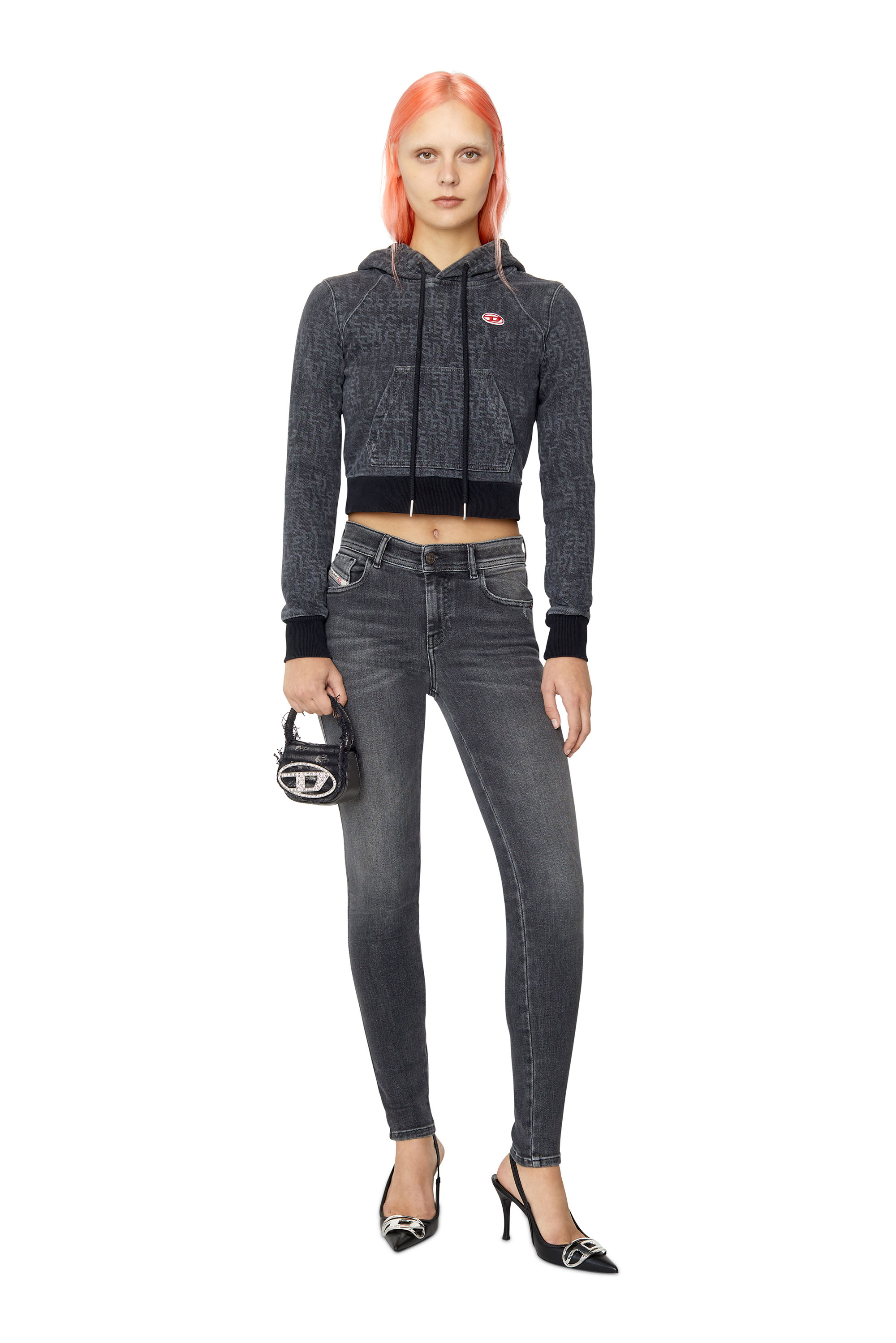 Diesel - 1DR XS, 1DR XS - Minibolso ic&oacute;nico de lona con cristales Mujer in Negro - 1