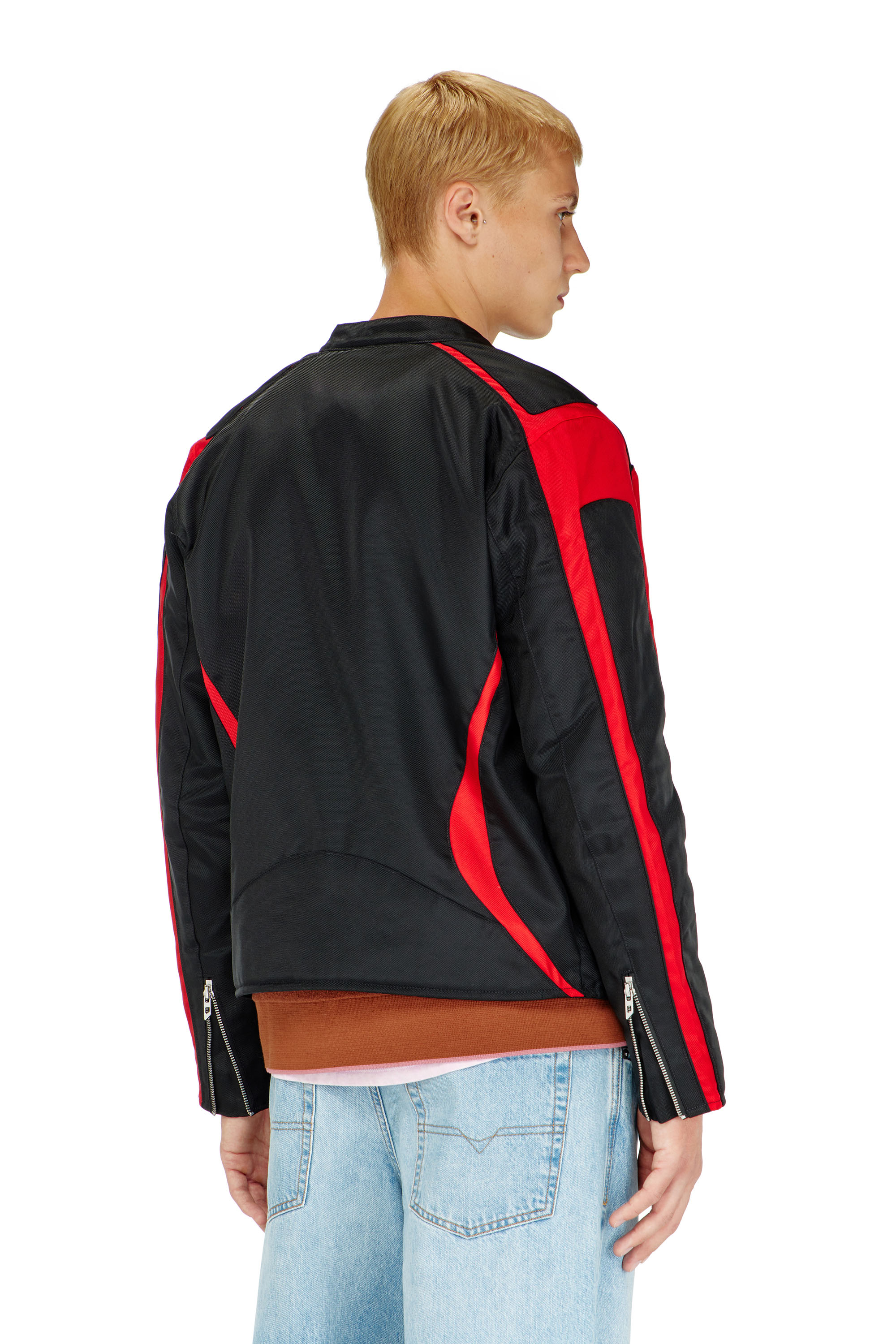 Diesel - J-ADAM-PDAI, Chaqueta biker en lona de bloques de color Hombre in Multicolor - 4