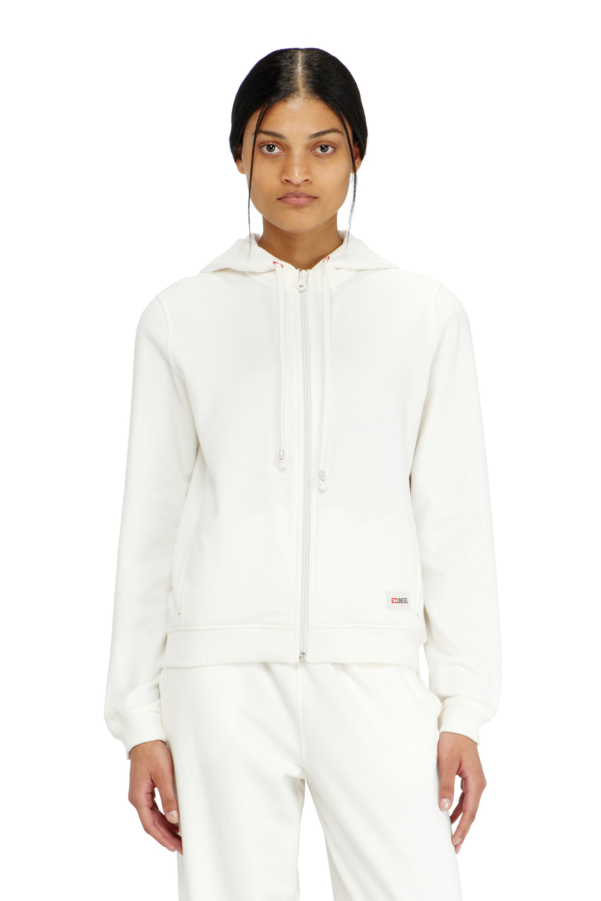 Diesel - HARRIET-D-CORE, Sudadera con capucha en mezcla de algod&oacute;n afelpado Mujer in Blanco - 1