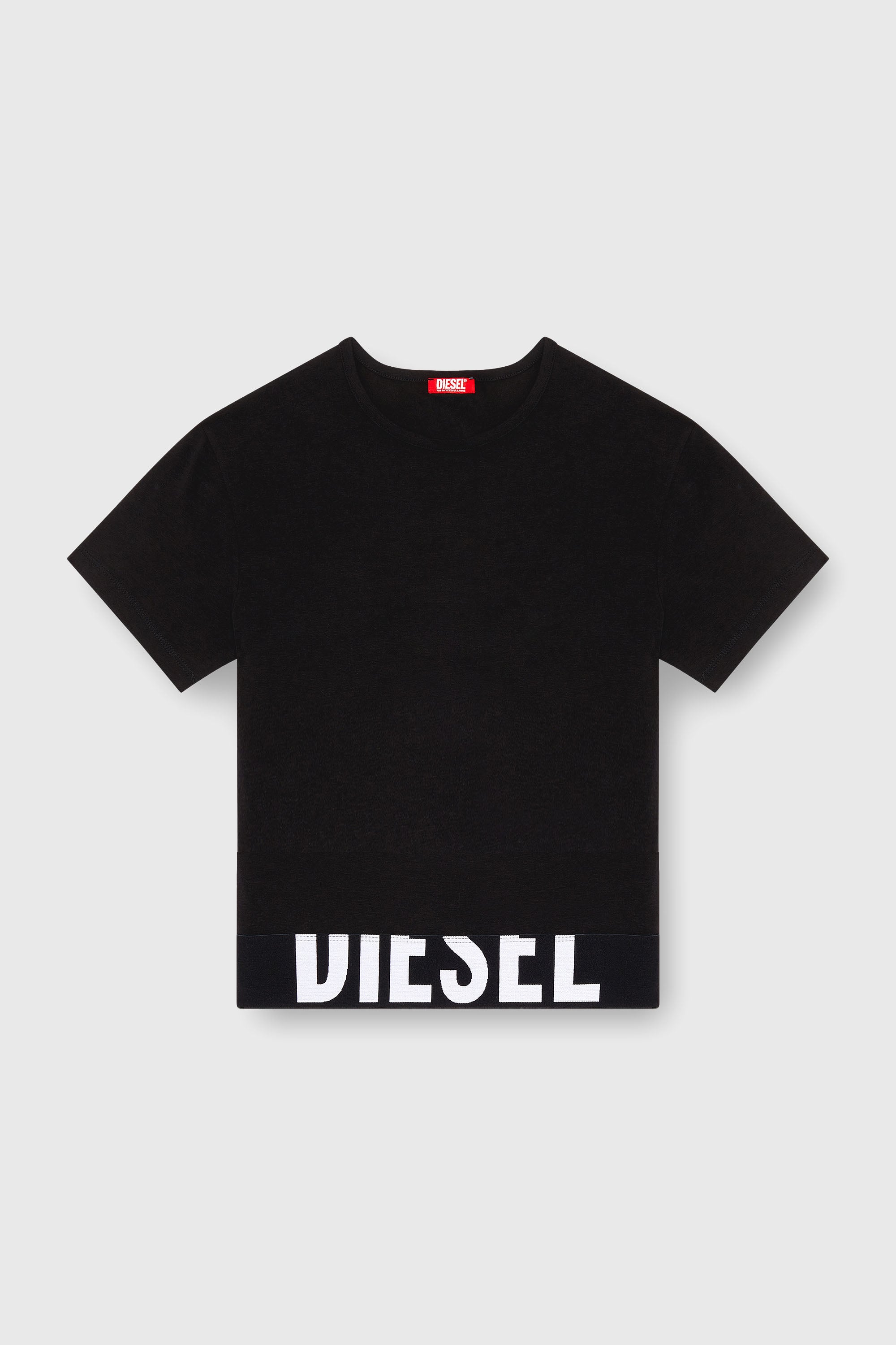 Diesel - UFTEE-SPORT-CROPPED-T-SHIRT, Top deportivo recortado con banda con el logotipo Mujer in Negro - 2