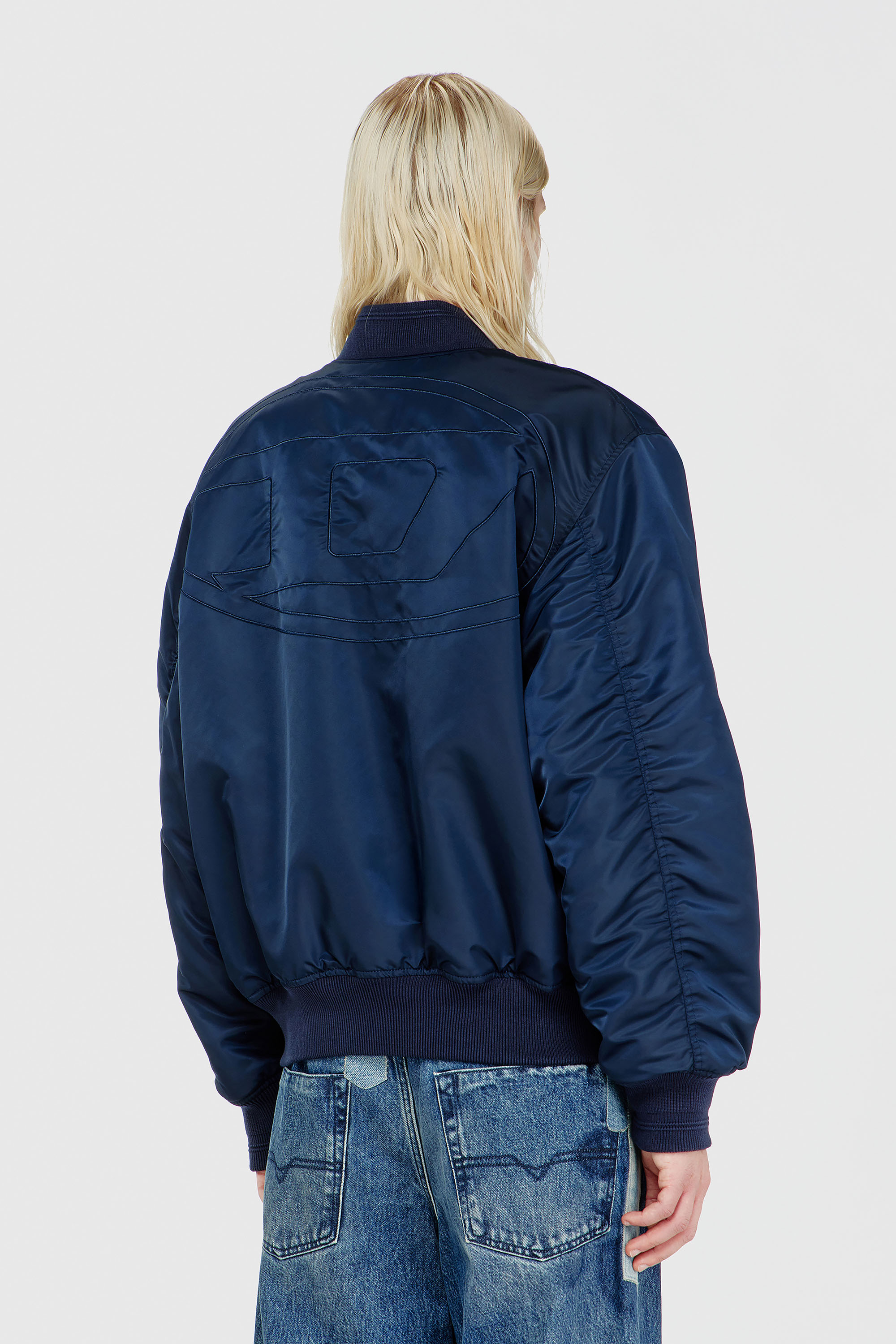 Diesel - W-TYPE-D1, Chaqueta bomber acolchada con bordado Oval D Hombre in Azul marino - 4