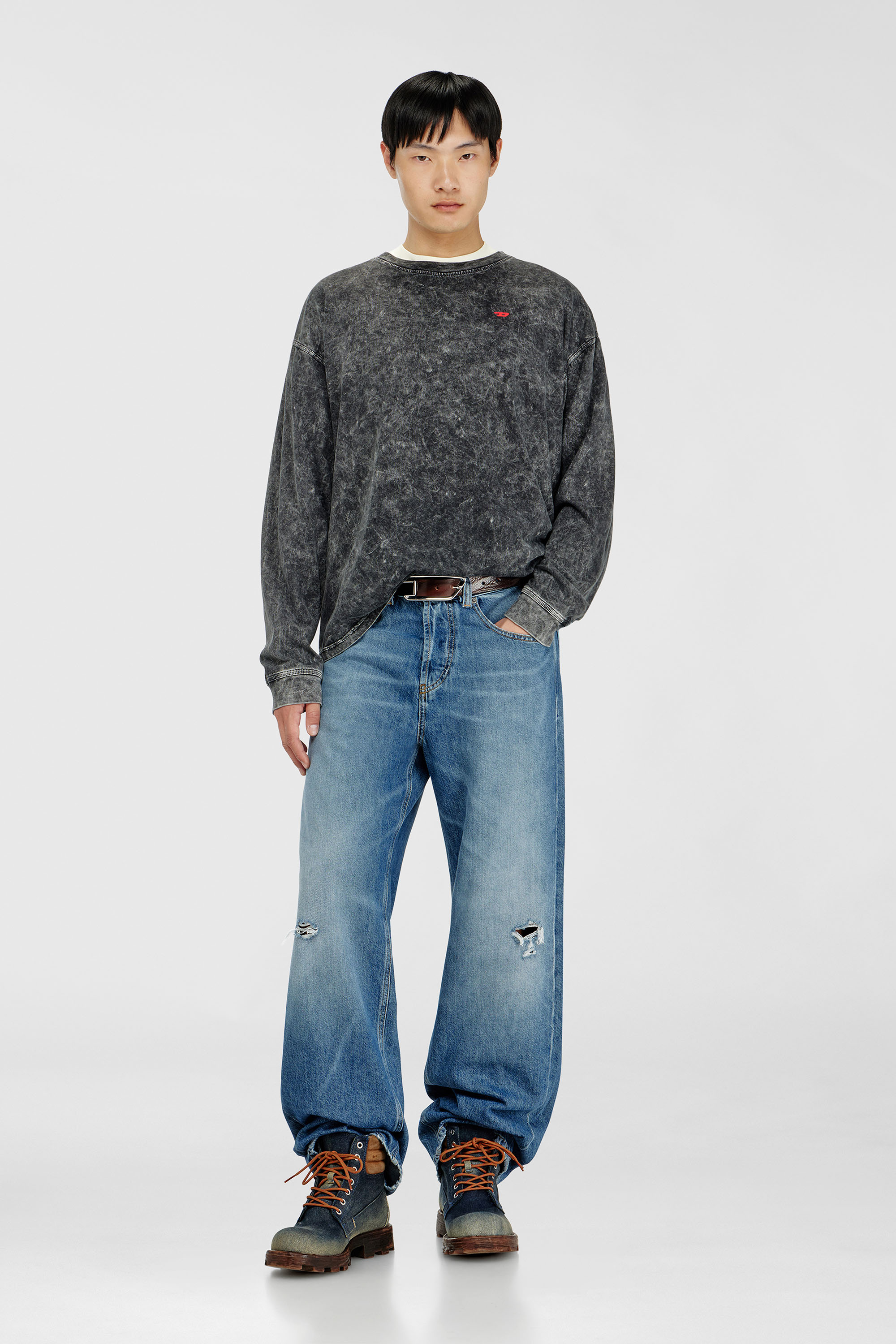 Diesel - T-BOXT-LS-AA5, Camiseta de manga larga con efecto tratado Hombre in Gris - 2