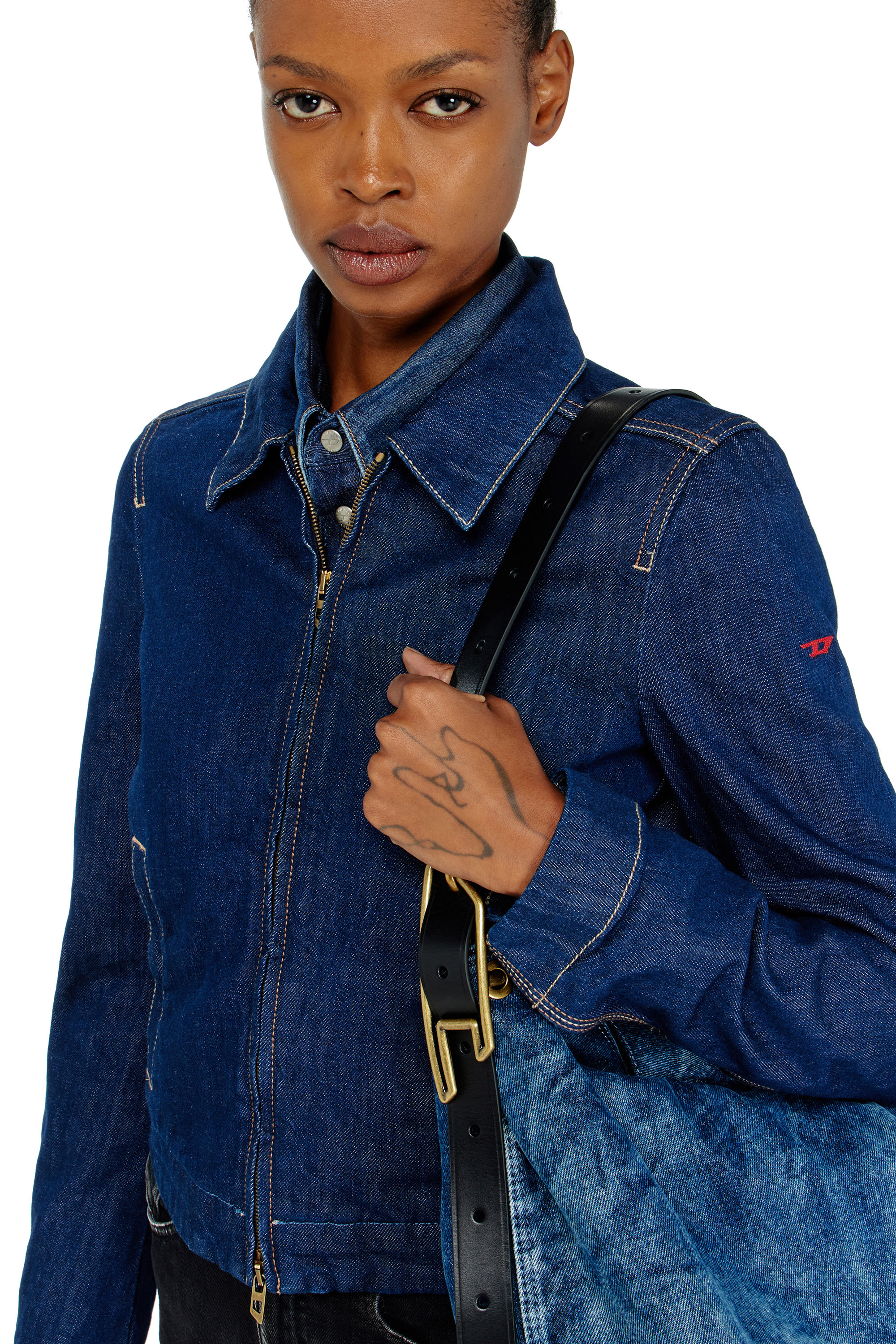 Diesel - DE-CORB, Coach jacket en rinse denim Mujer in Azul marino - 4