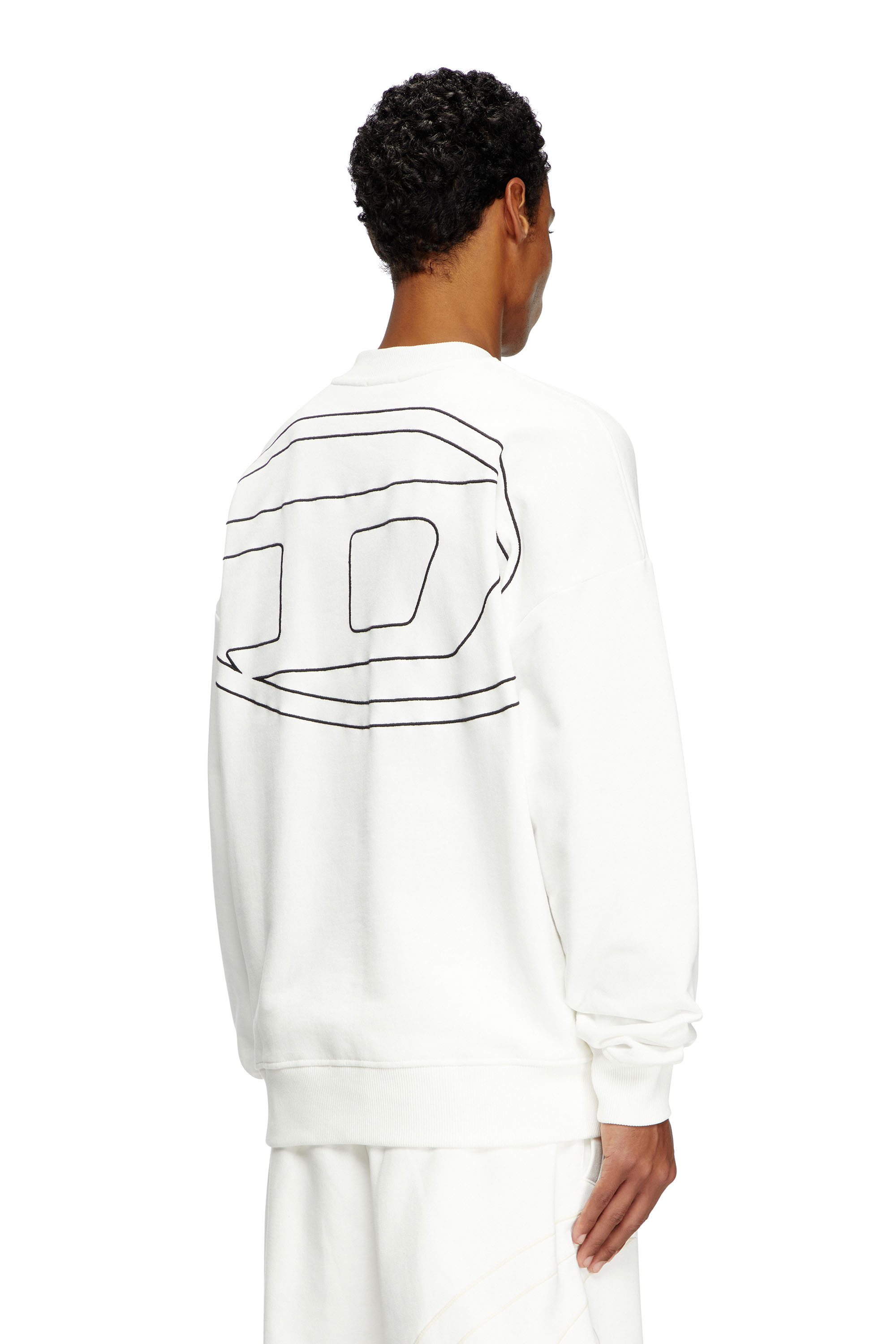 Diesel - S-ROB-MEGOVAL-D, Sudadera con logotipo bordado Hombre in Blanco - 1