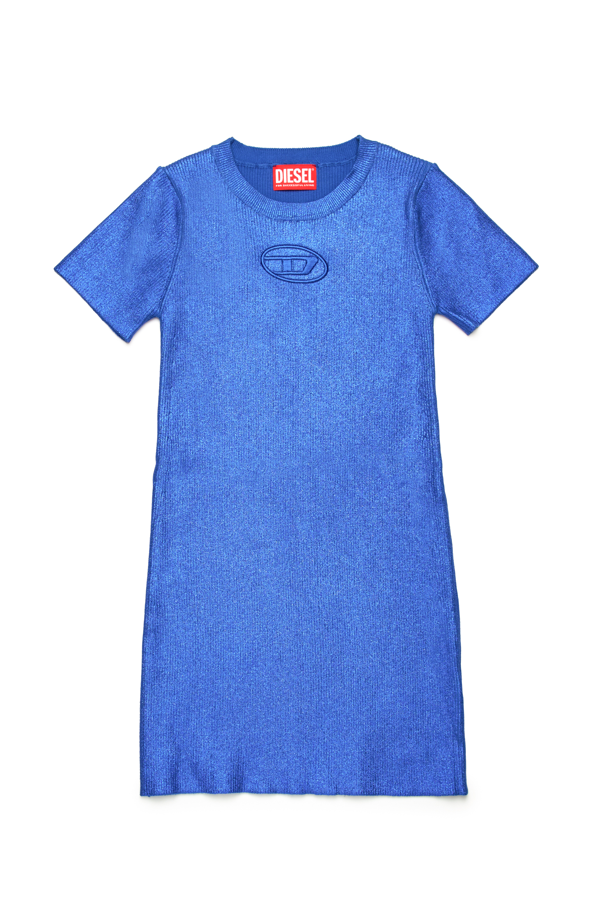 Diesel - DMONERVAX, Vestido de punto de canalé metálico Mujer in Azul marino - 1