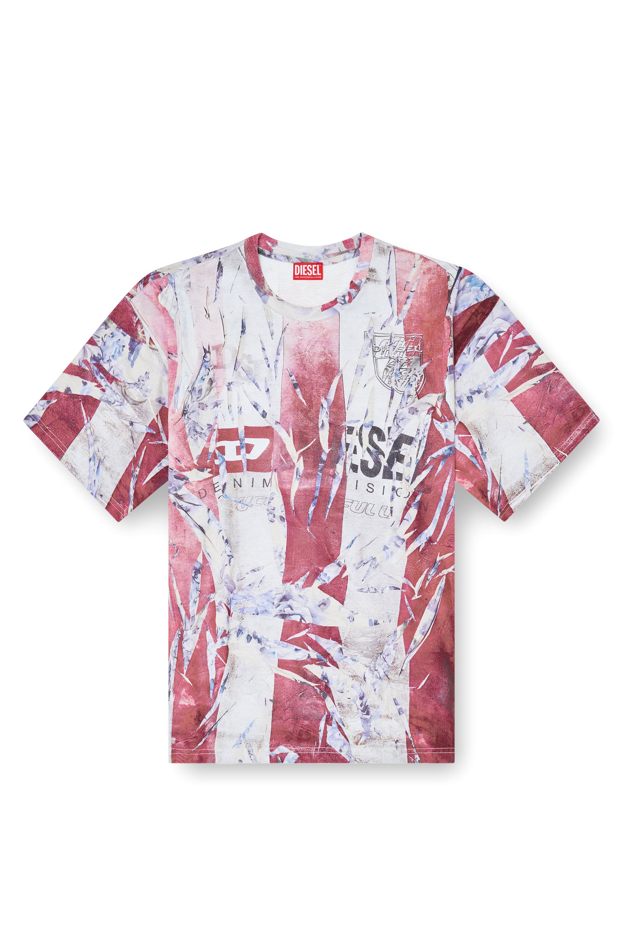 Diesel - T-BOXT-R13, Camiseta con estampado de trampantojo agrietado Hombre in Multicolor - 3