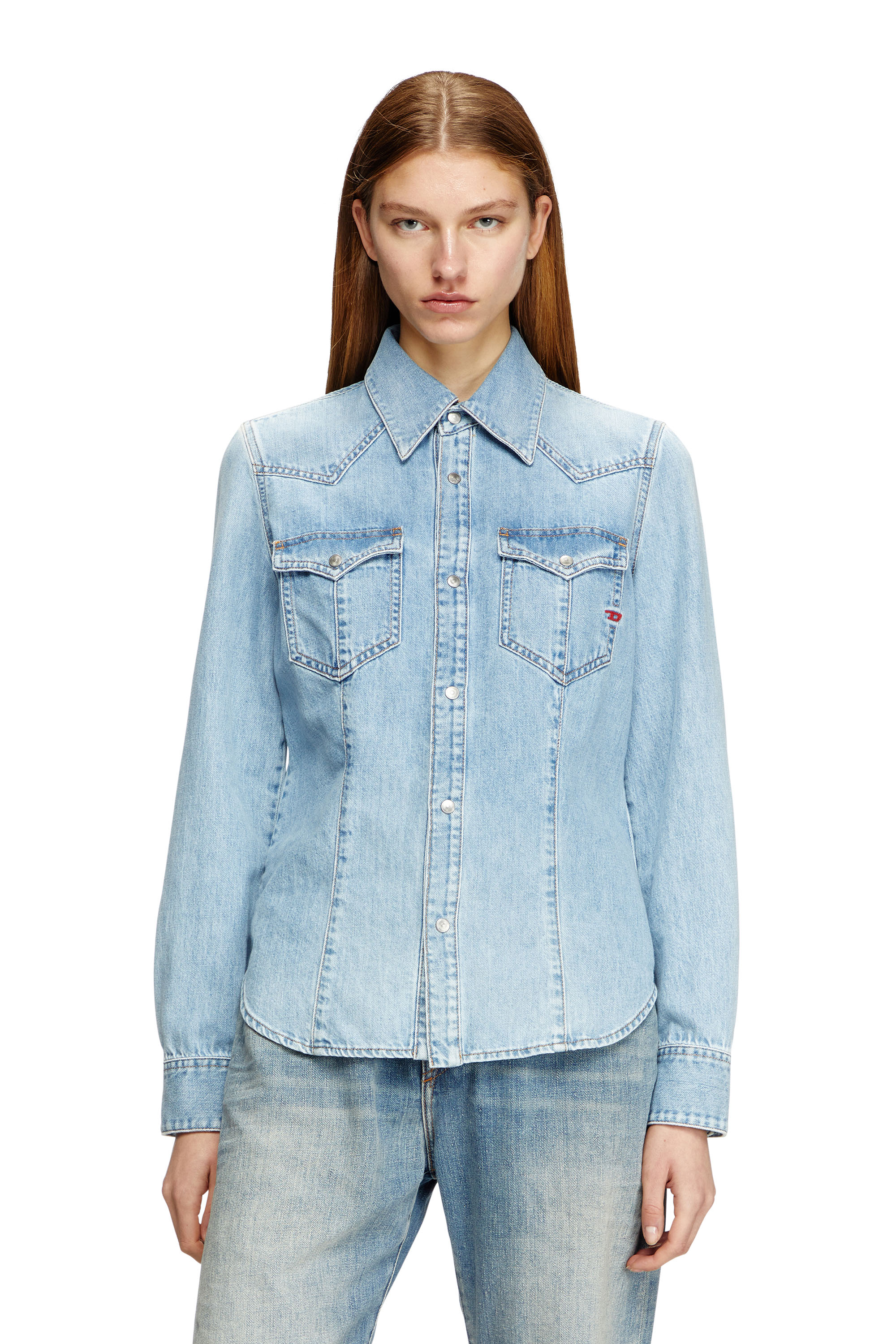 Diesel - DE-WAVES, Camisa western en denim Mujer in Azul marino - 2