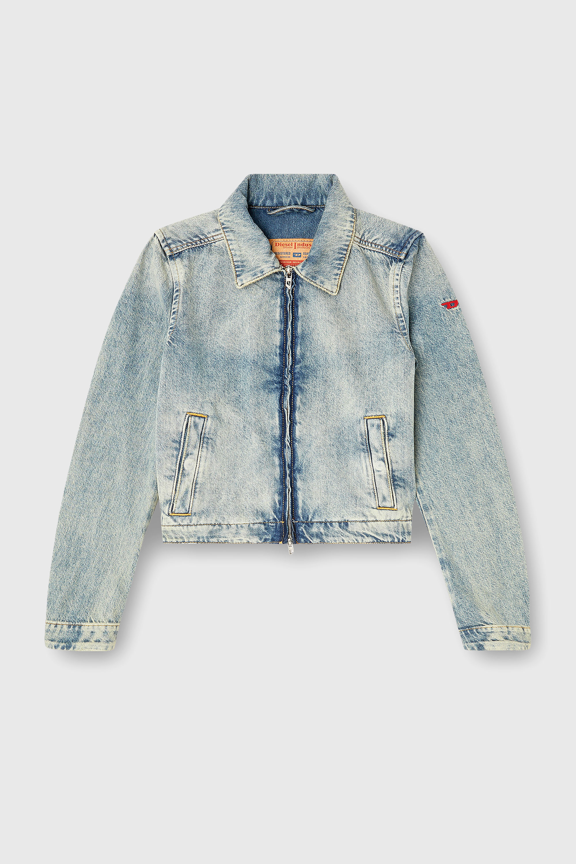 Diesel - DE-CORB, Chaqueta de denim fluido con efecto sucio Mujer in Azul marino - 2