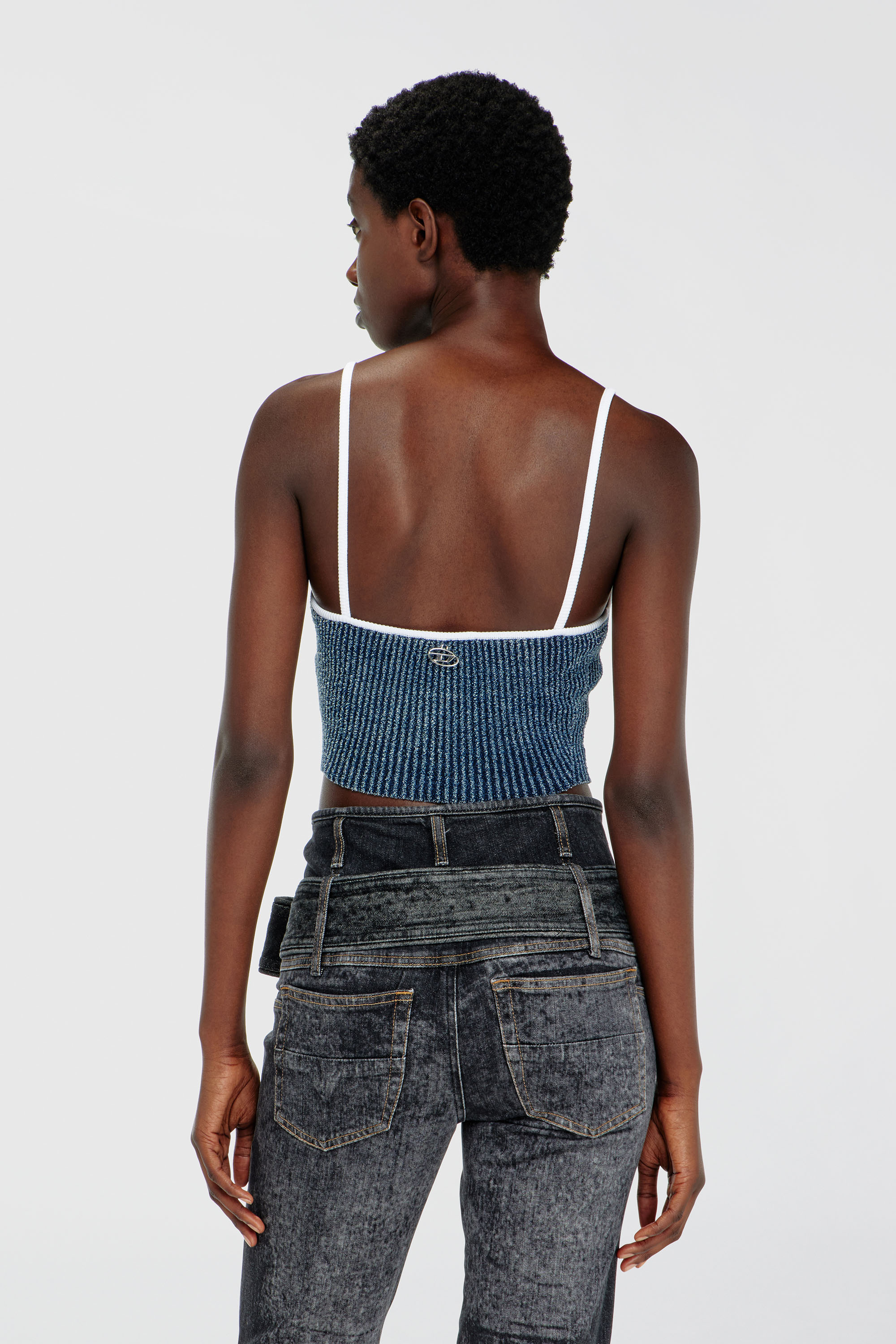 Diesel - M-ESTERE, Crop top de punto acanalado boucl&eacute; &iacute;ndigo Mujer in Multicolor - 4