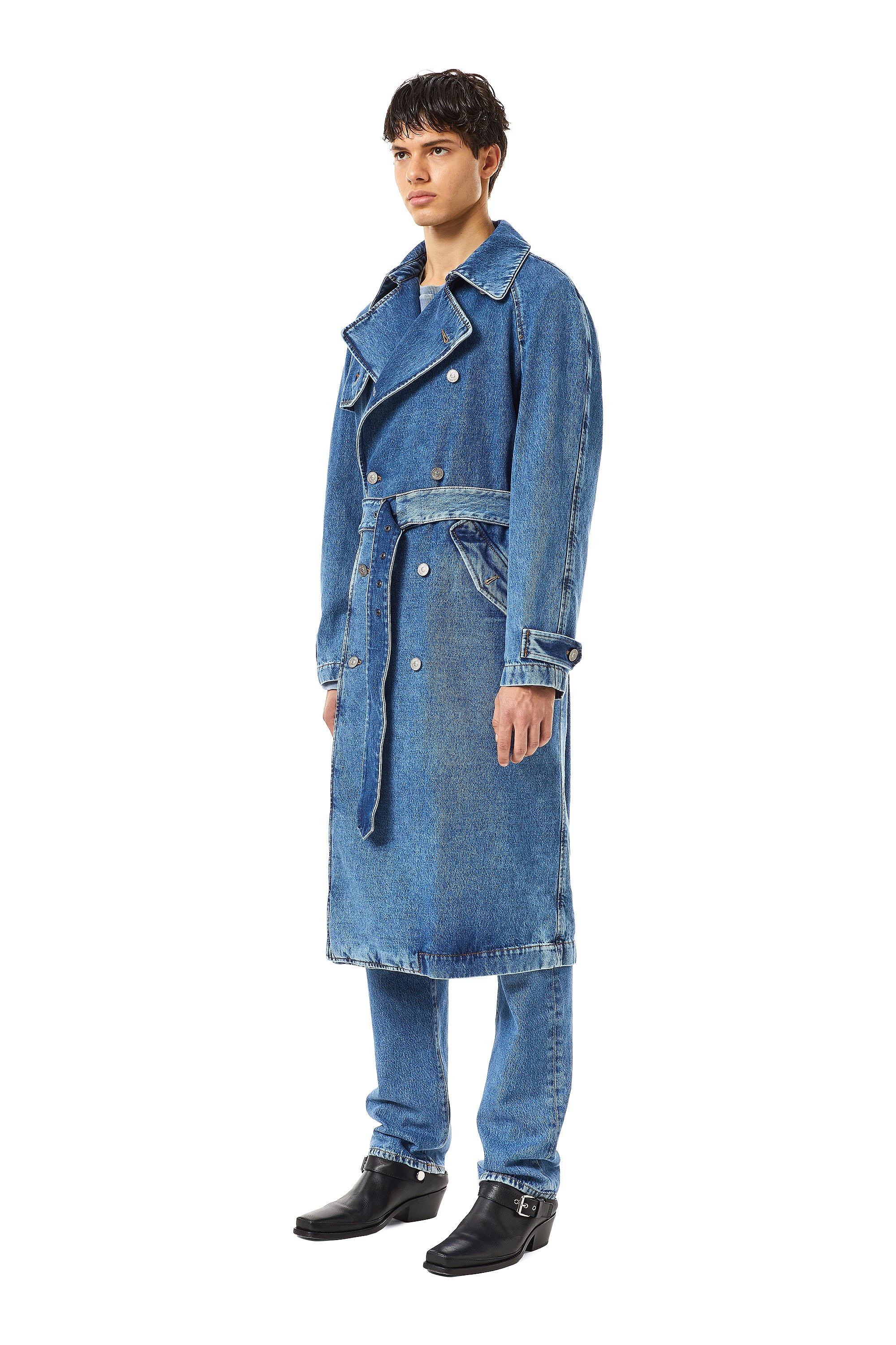 Diesel - D-DELIRIOUS DOUBLE BREASTED TRENCH COAT, Azul medio - Image 4