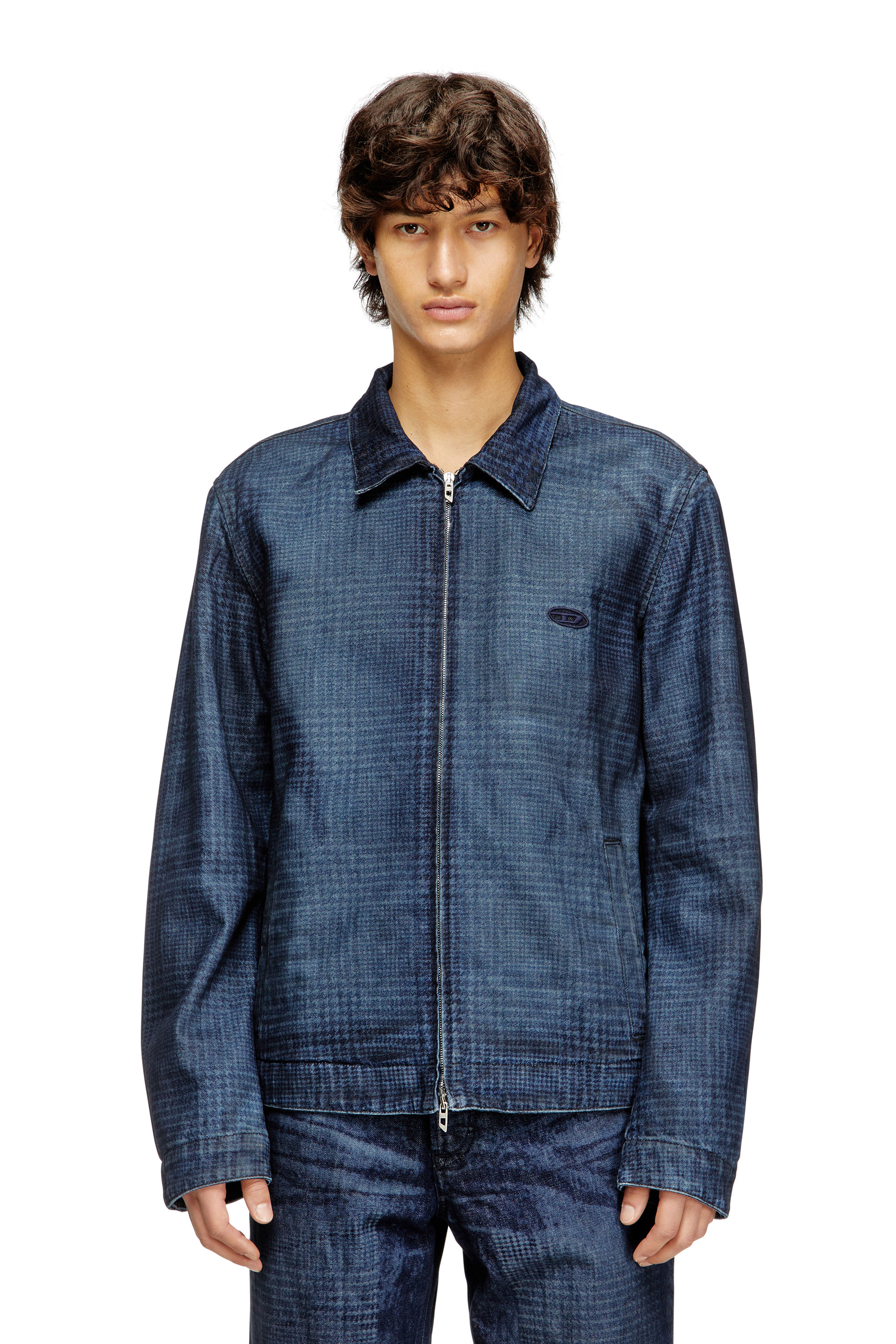 Diesel - D-ROHEEN-S, Chaqueta de mezclilla Príncipe de Gales Hombre in Azul marino - 3