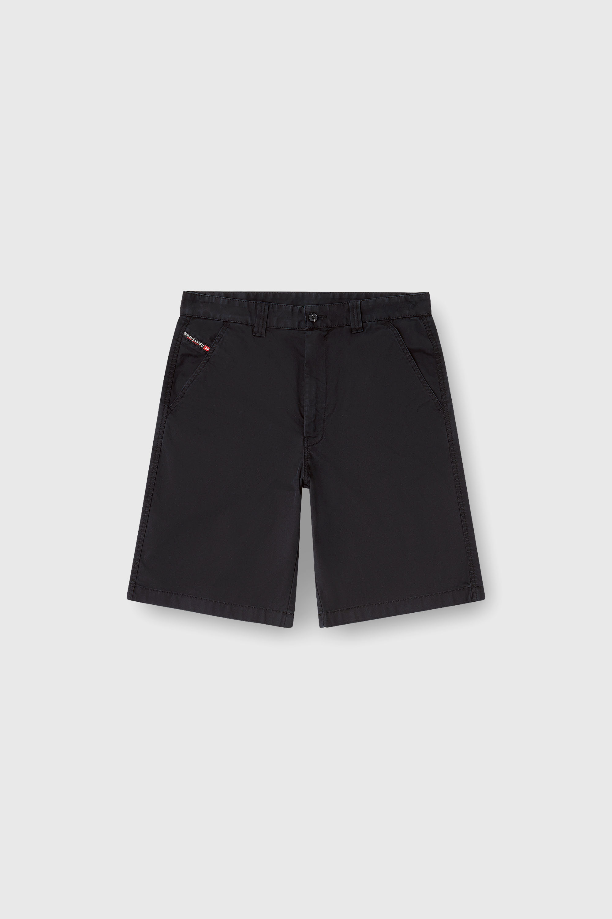 Diesel - P-HANT-CHINO-SHORT-EPCH, Pantalones cortos de algod&oacute;n con tratamiento de lavado oscuro. Hombre in Negro - 2