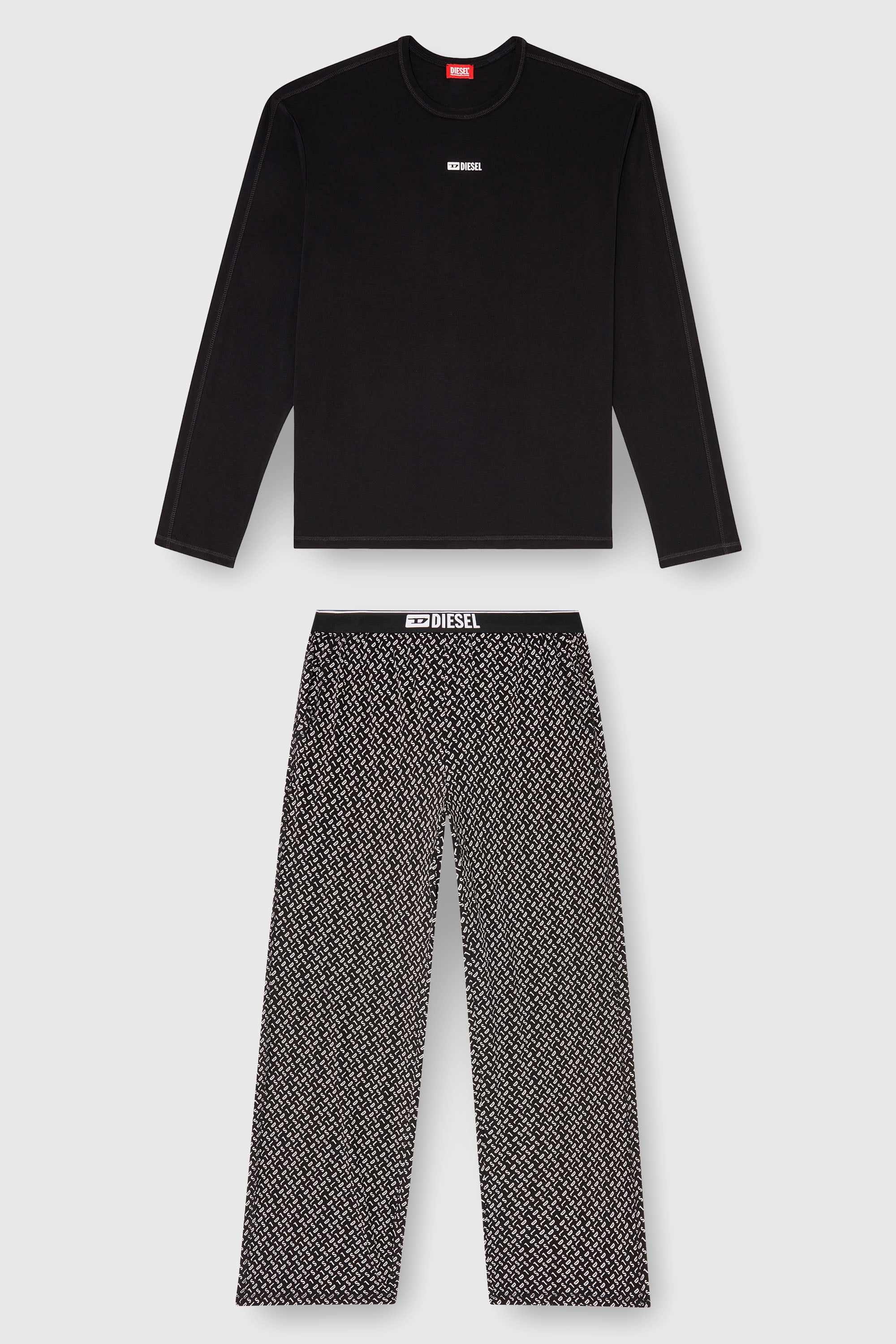 Diesel - SET-NOLAN-D-BOX, Pijama de algod&oacute;n con pantal&oacute;n estampado Hombre in Negro - 2