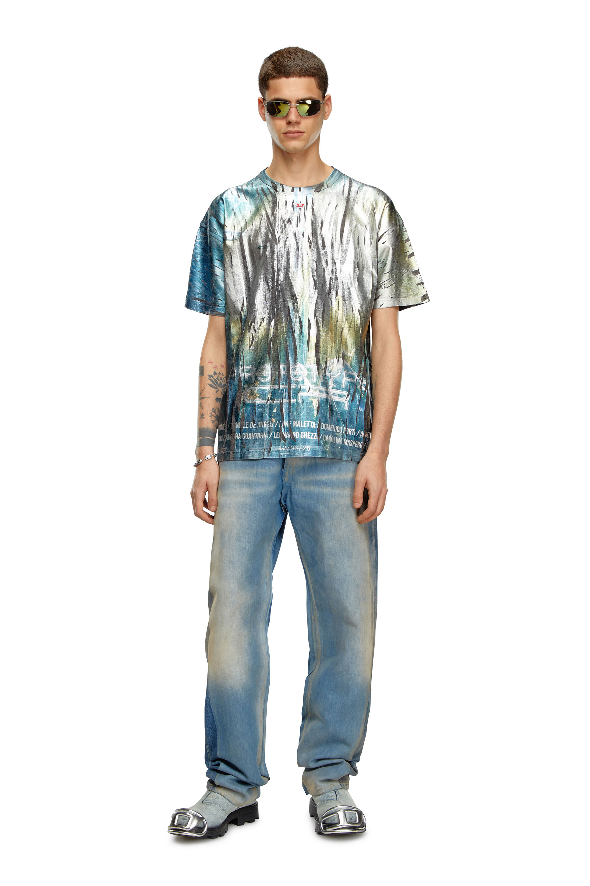 Diesel - T-BORD-Q1, Hombre Camiseta con tratamiento de lámina arrugada in Multicolor - Image 2