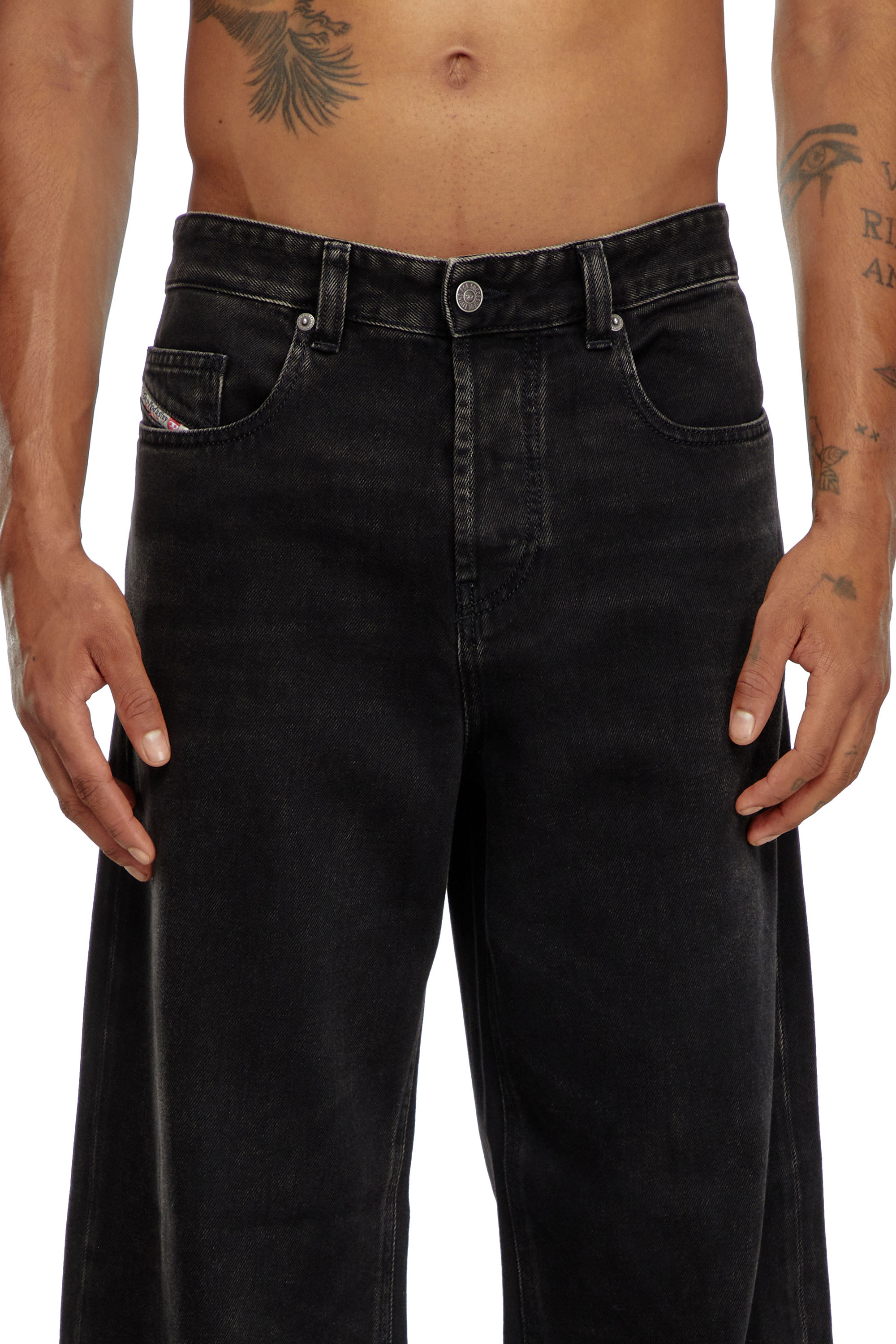 Diesel - Straight Jeans 2001 D-Macro 09I35 Hombre, Negro/Gris oscuro - 4