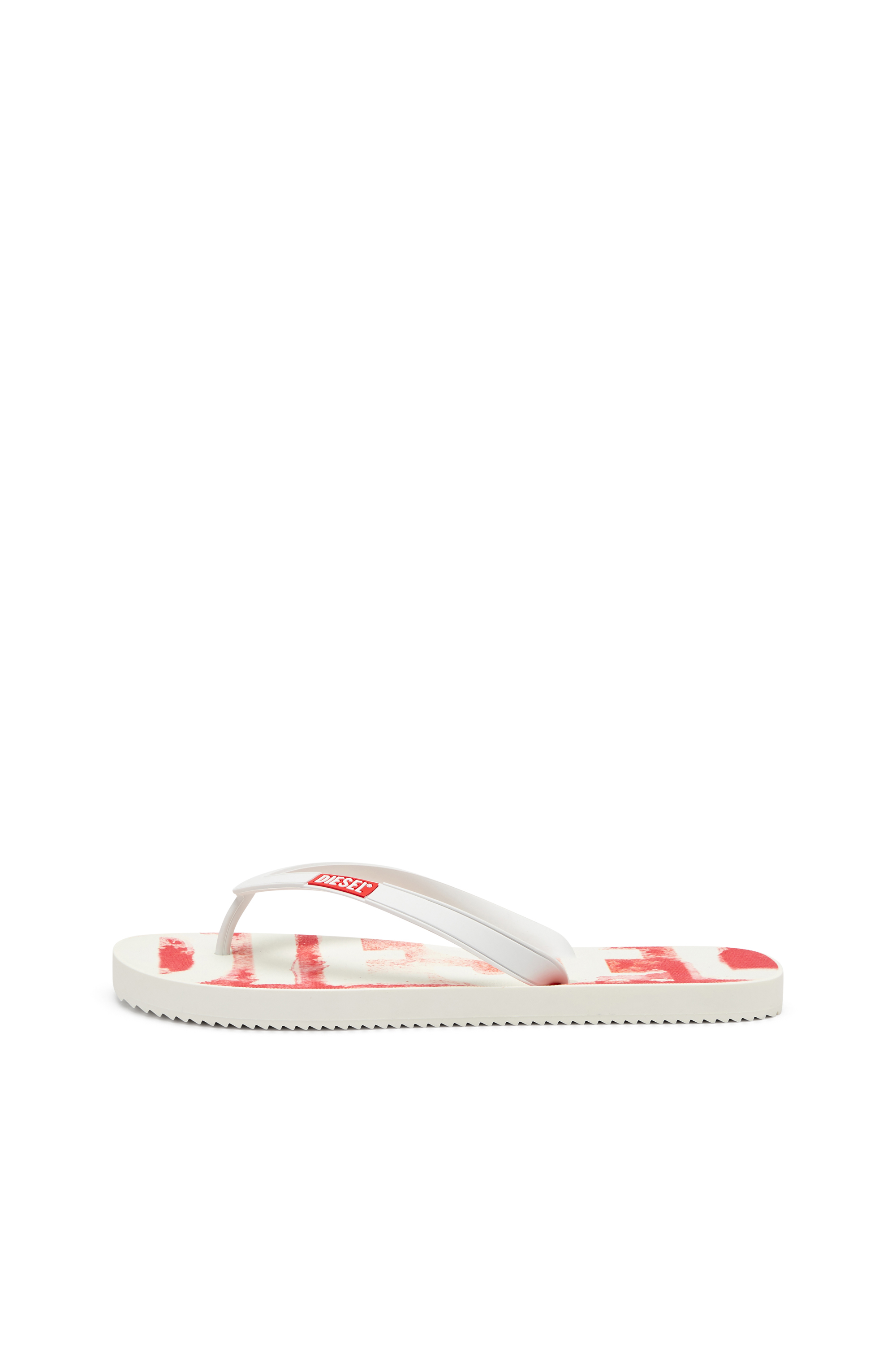 Diesel - SA-RIO, Man's Rubber flip-flops with graffiti logo in White/Red - 7