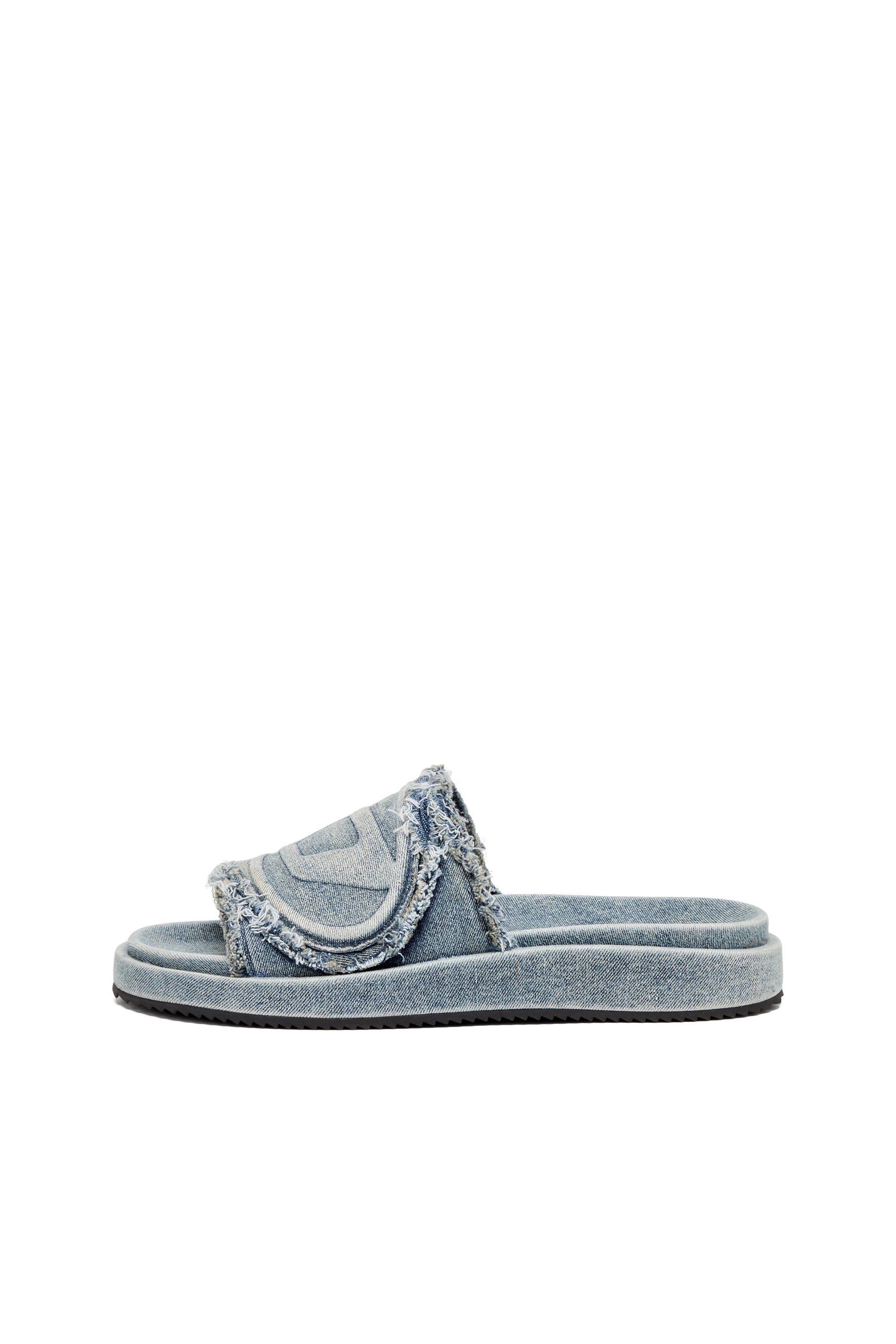 Diesel - SA-SLIDE D OVAL, Chanclas de denim desgastado Unisex in Azul marino - 7