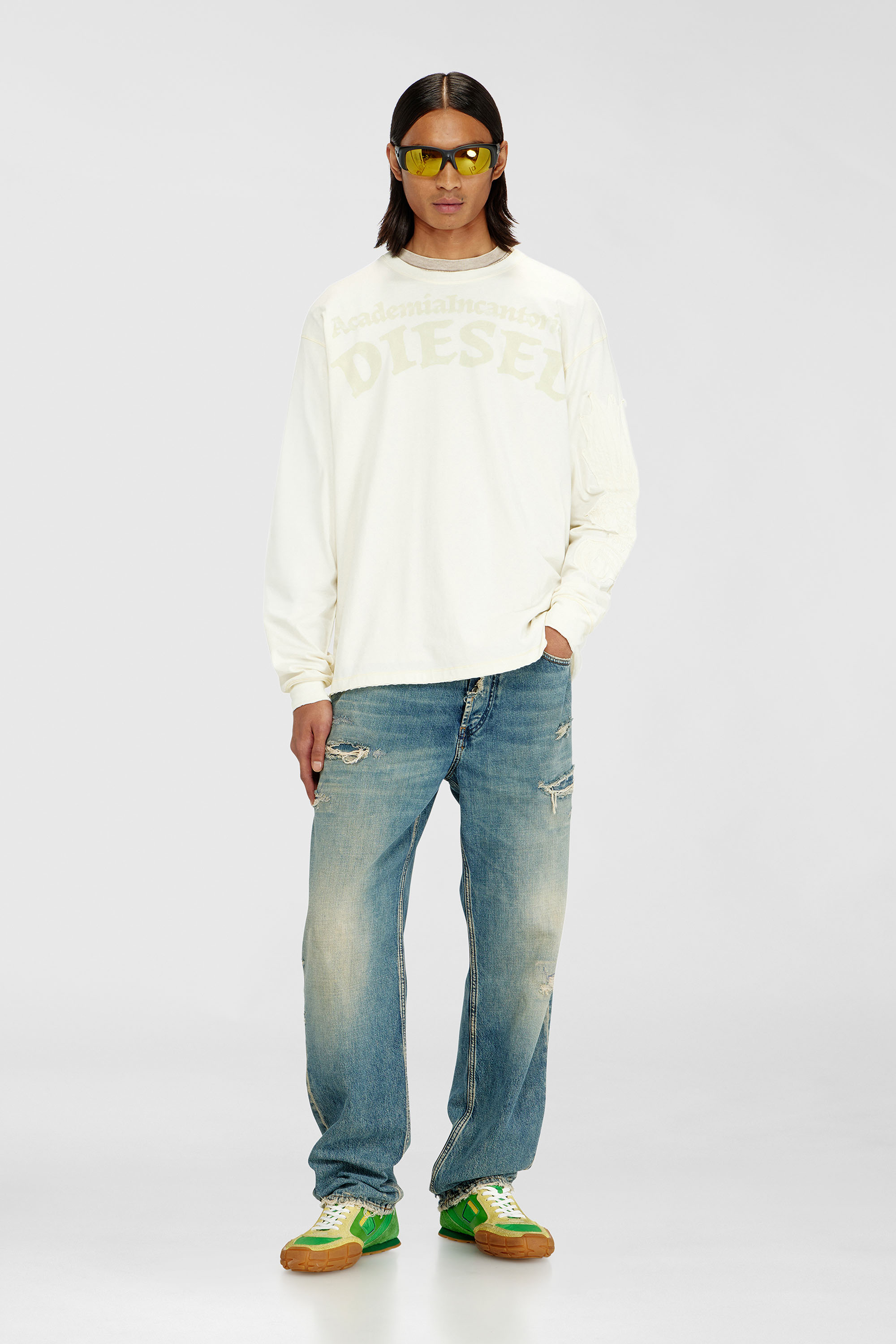 Diesel - T-NORM-LS-AA3, Camiseta de manga larga con estampados y parches Hombre in Blanco - 2