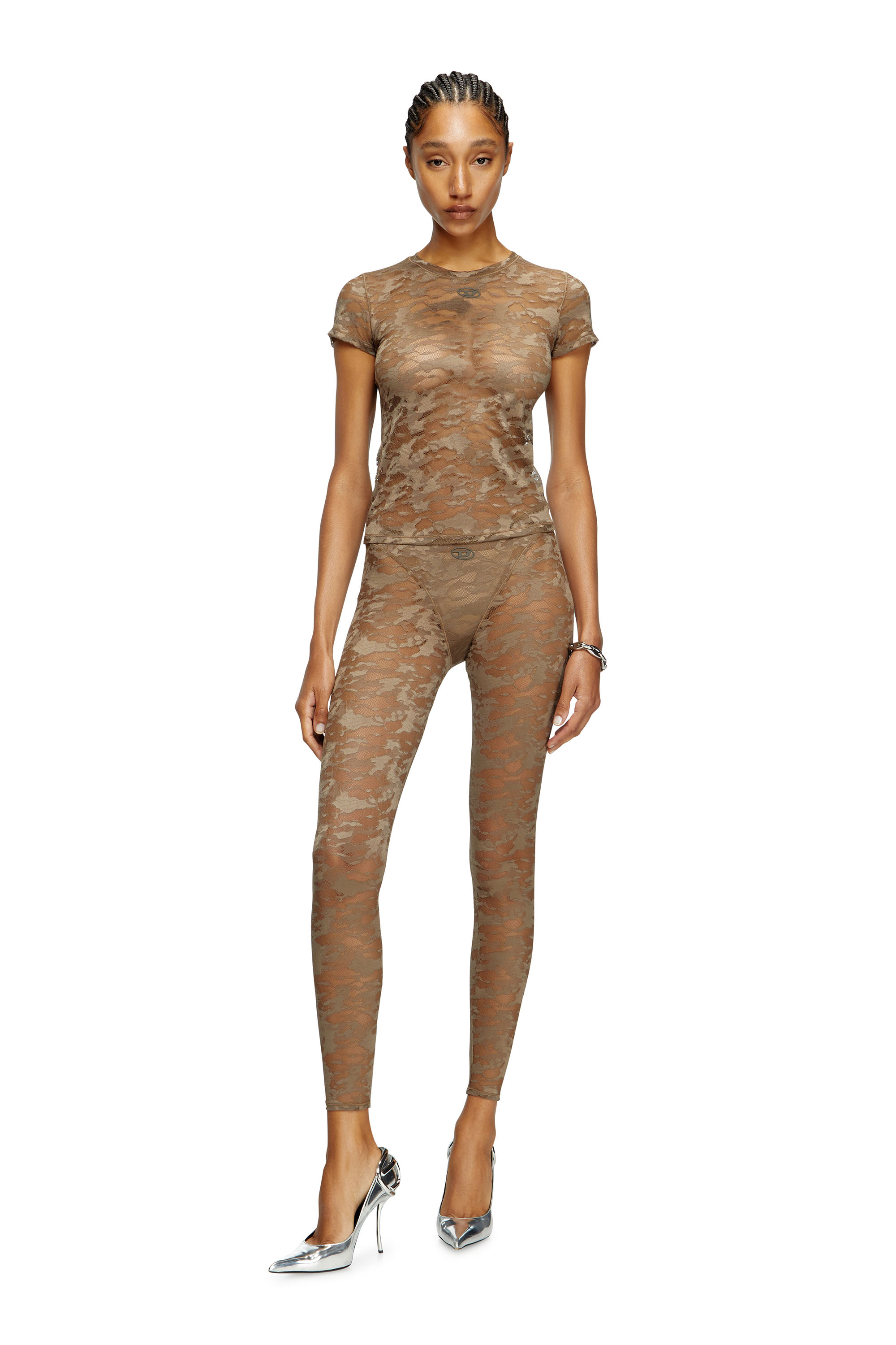 Diesel - KASIA-UTLT, Camiseta de encaje camuflado Mujer in Marrón - 2