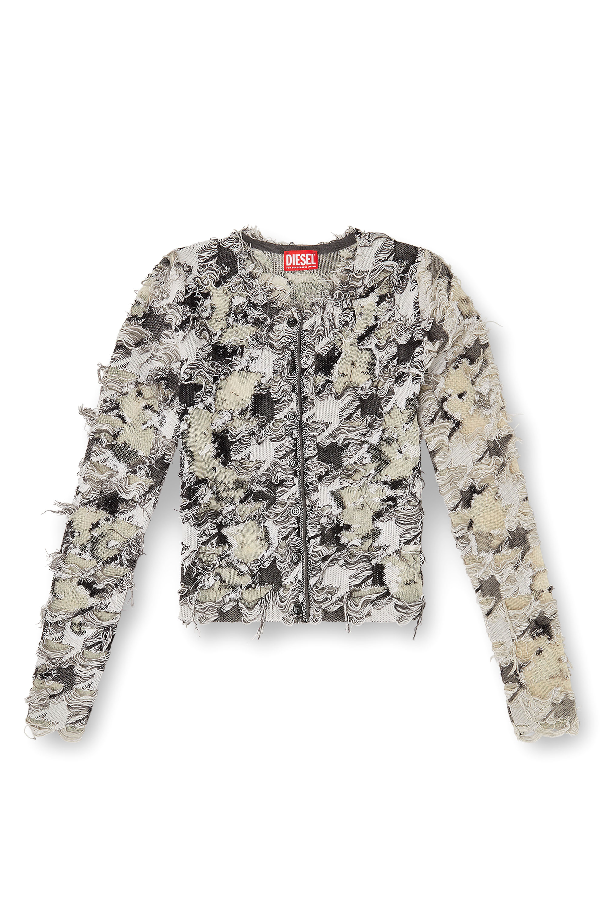 Diesel - M-SIBYLLA, Cárdigan en jacquard de pata de gallo devoré Mujer in Multicolor - 2