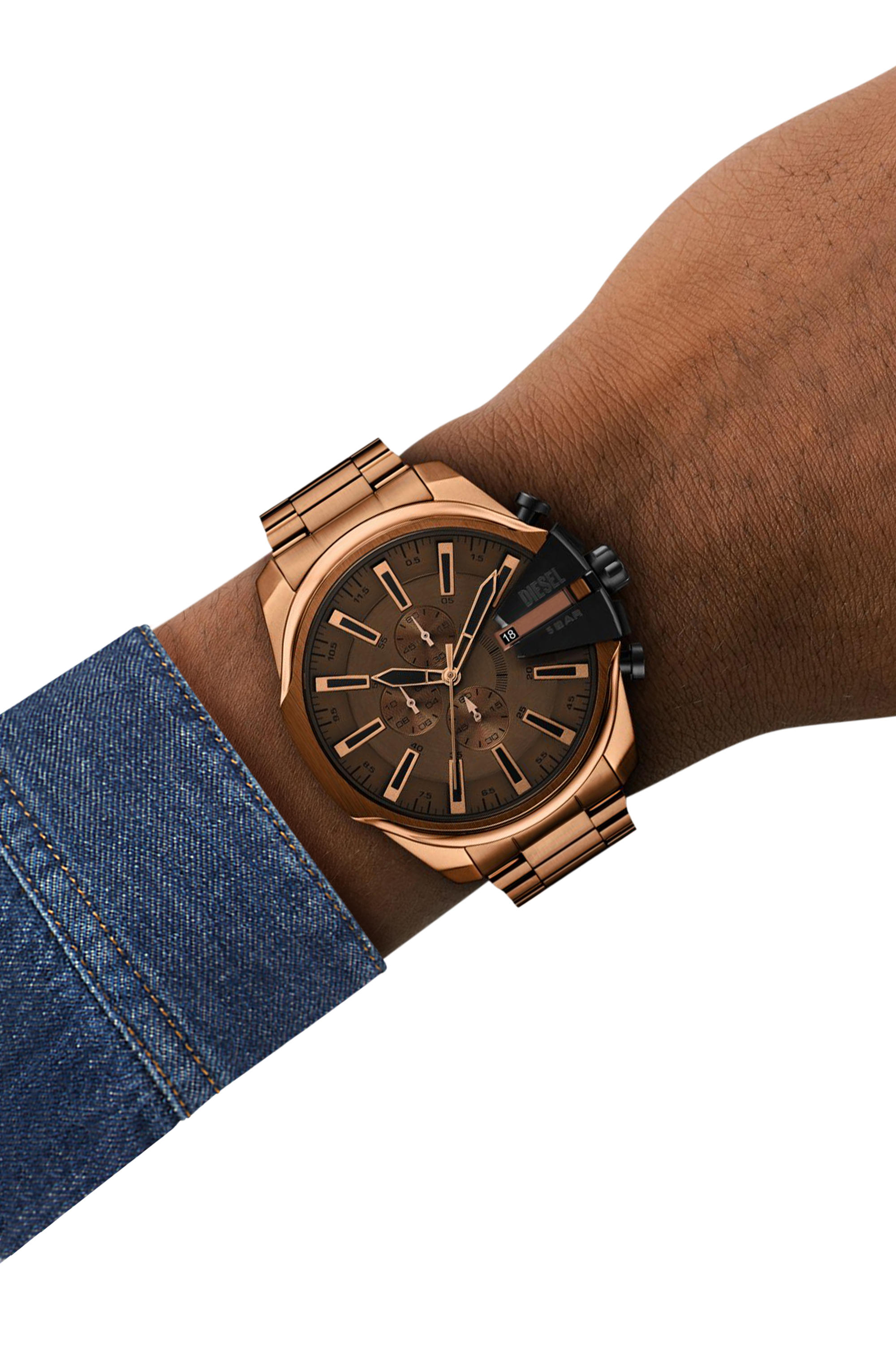 Diesel - DZ4697 WATCH, Reloj Mega Chief slim marrón de acero inoxidable Hombre in Marrón - 4
