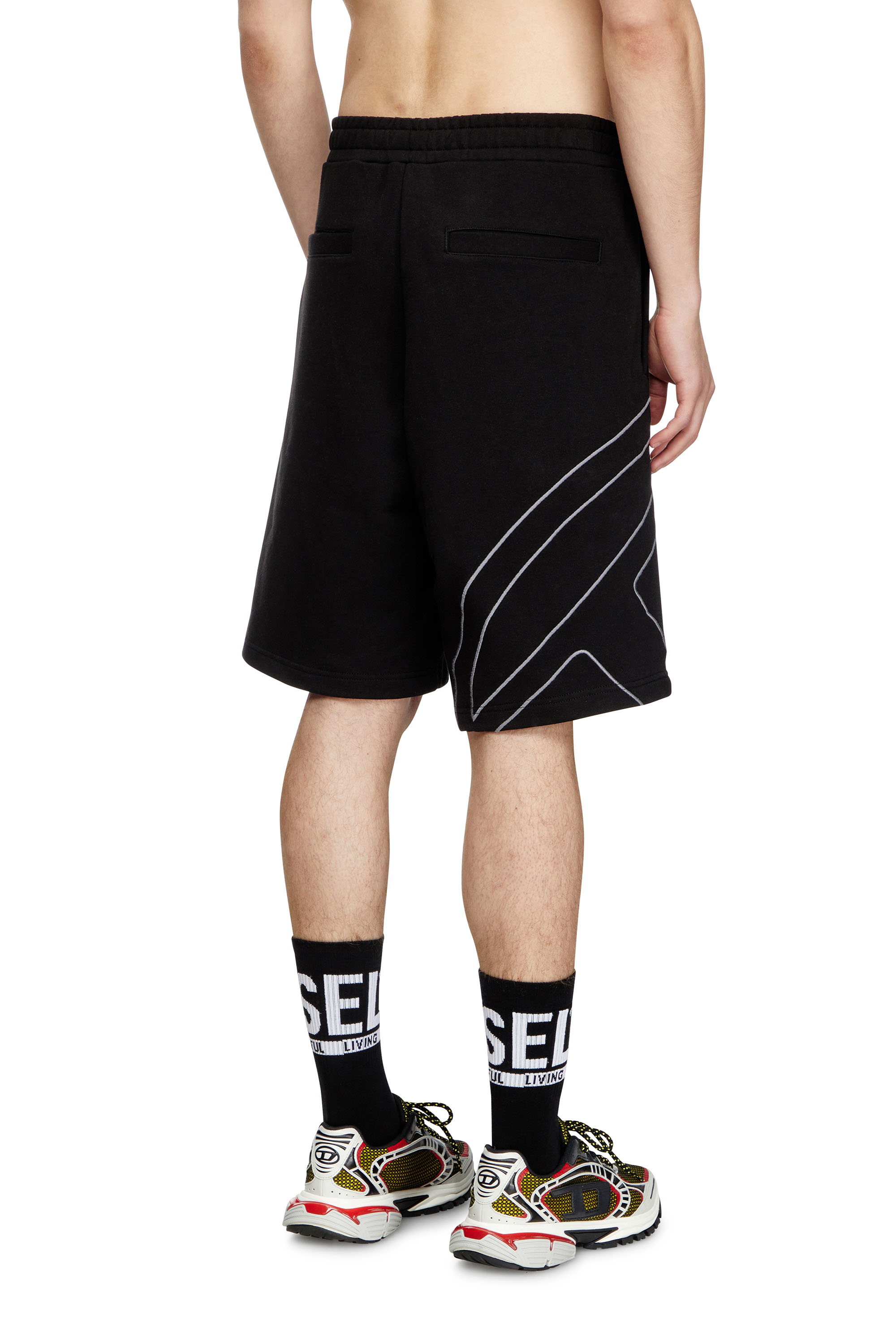 Diesel - P-CROW-MEGOVAL, Pantalones deportivos cortos con logotipo D grande Hombre in Negro - 4