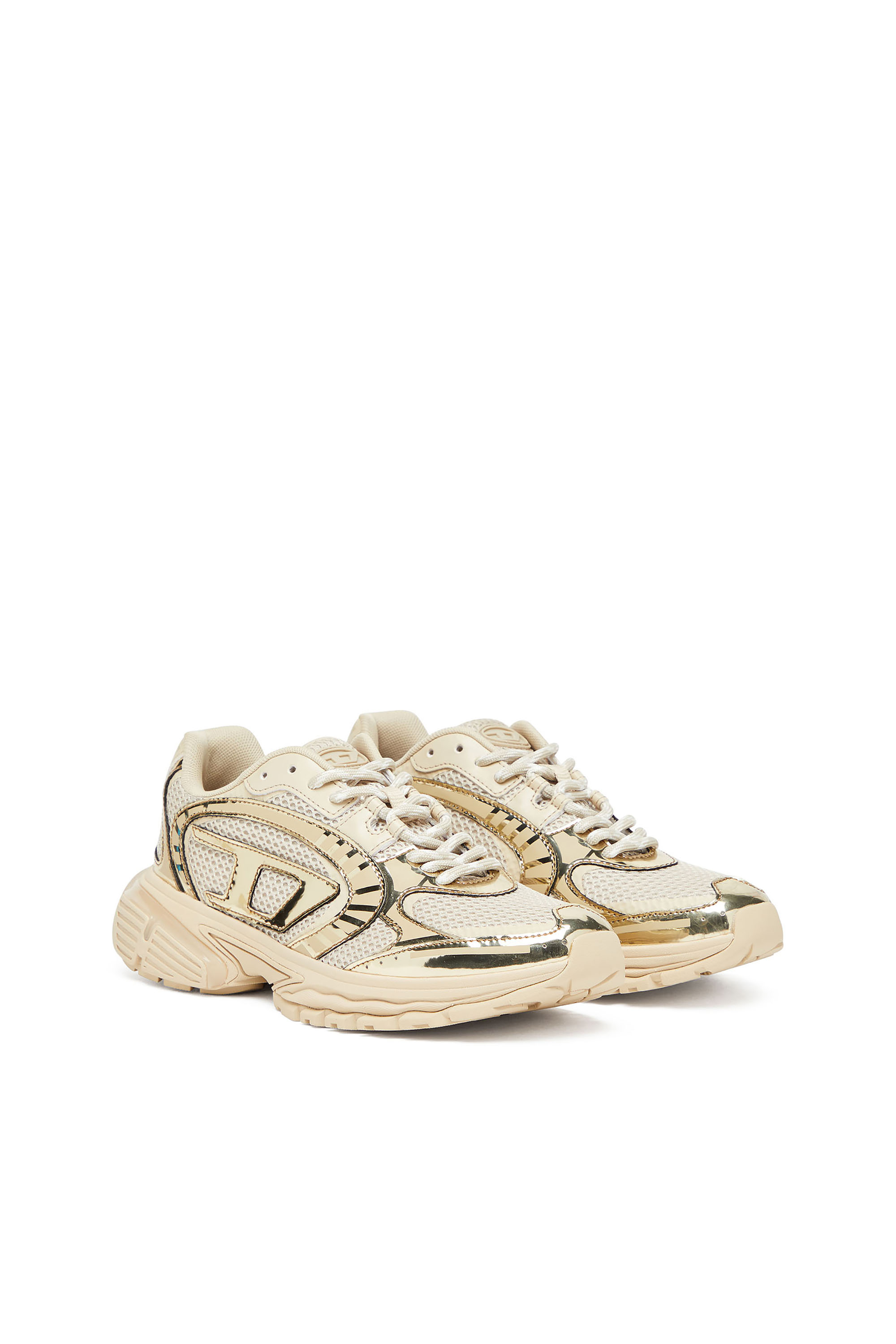 Diesel - S-PRO-V-DENSE LOW W, S-Pro-V-Dense-Deportivas de malla metálica con logotipo Oval D Mujer in Beige - 2