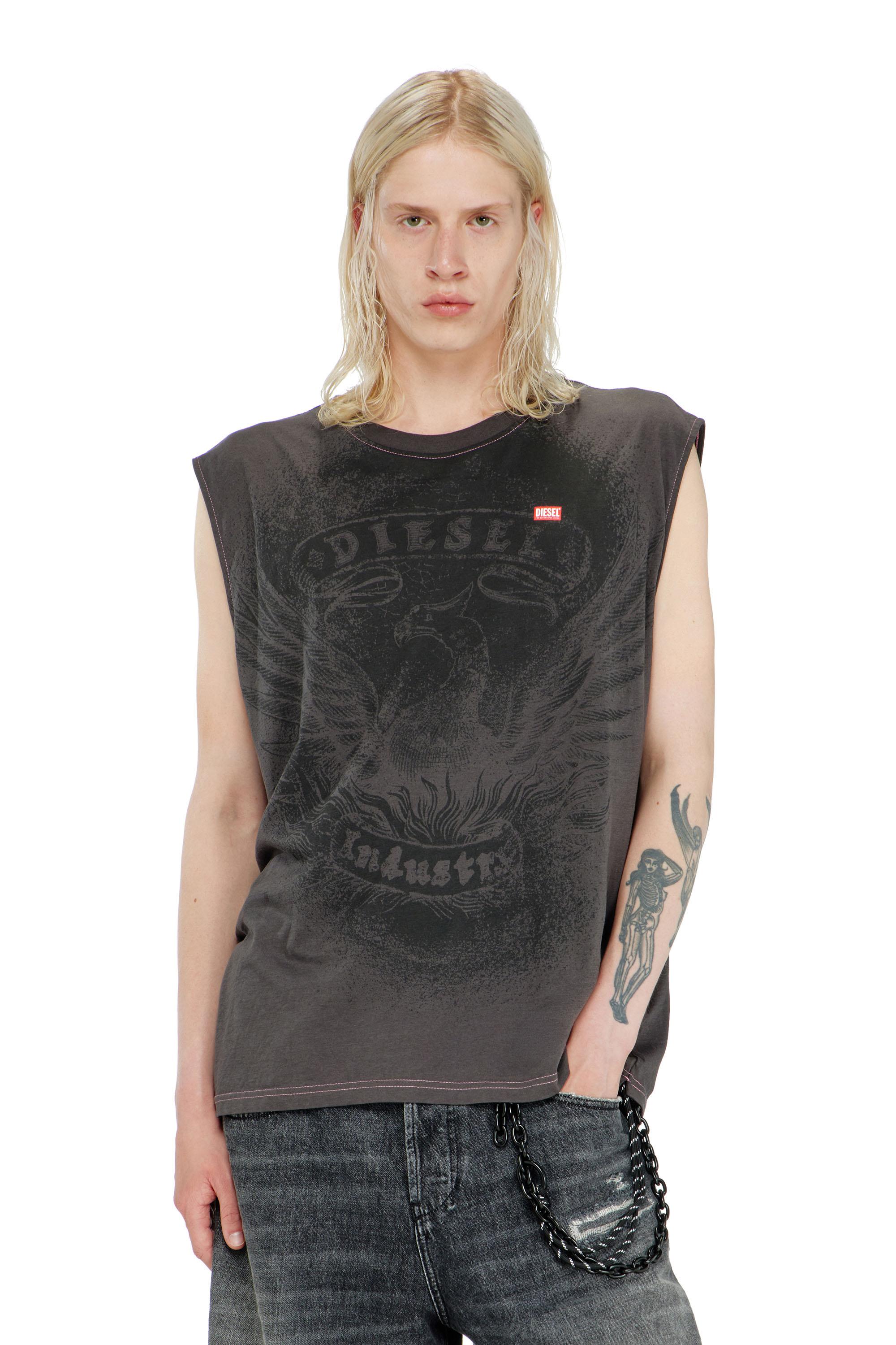 Diesel - T-BOXT-SL-NOTCH, Top sin mangas de algod&oacute;n con gr&aacute;fico tonal Hombre in ToBeDefined - 3