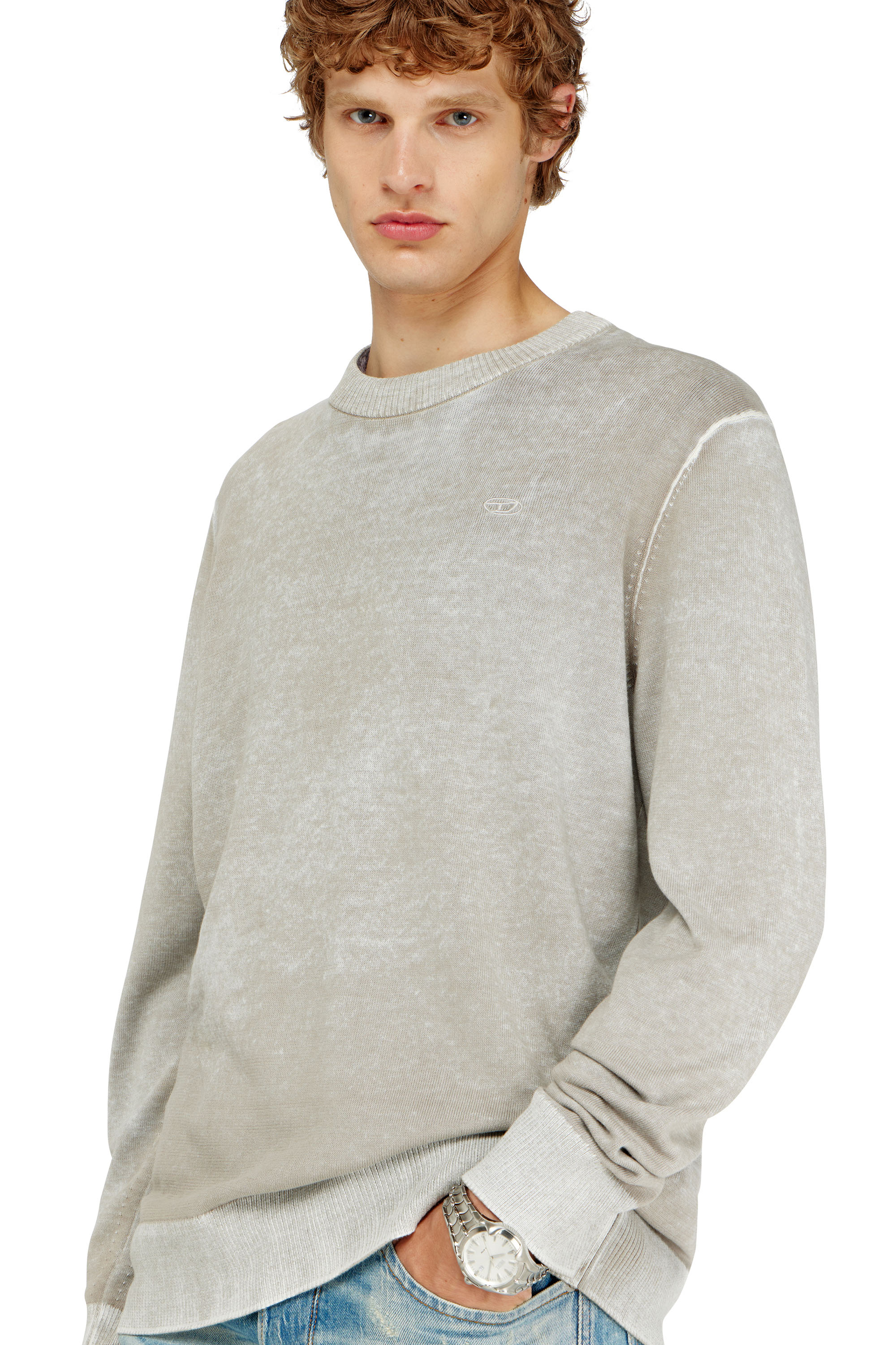 Diesel - K-LAURENT, Jersey con estampado inverso descolorido Hombre in Gris - 5