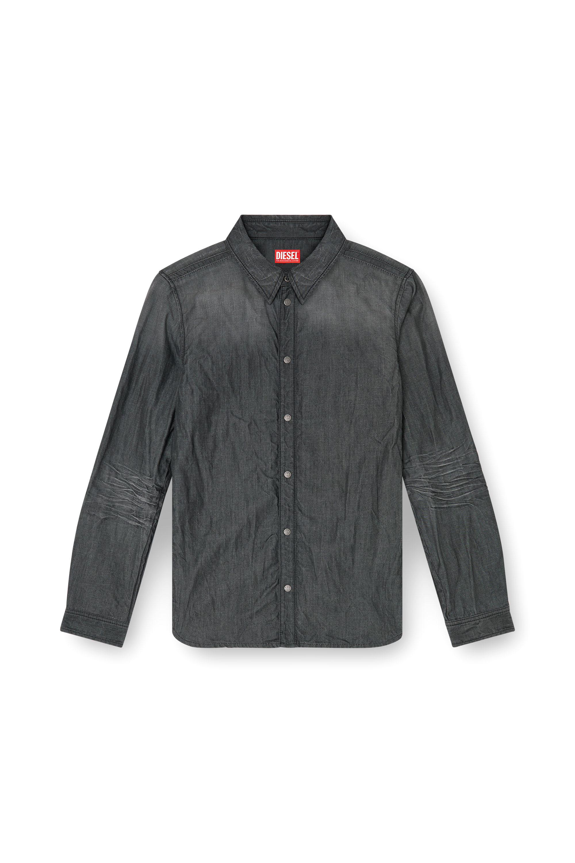 Diesel - D-SYNAR-FSJ2, Camisa de denim arrugado Hombre in Negro - 4
