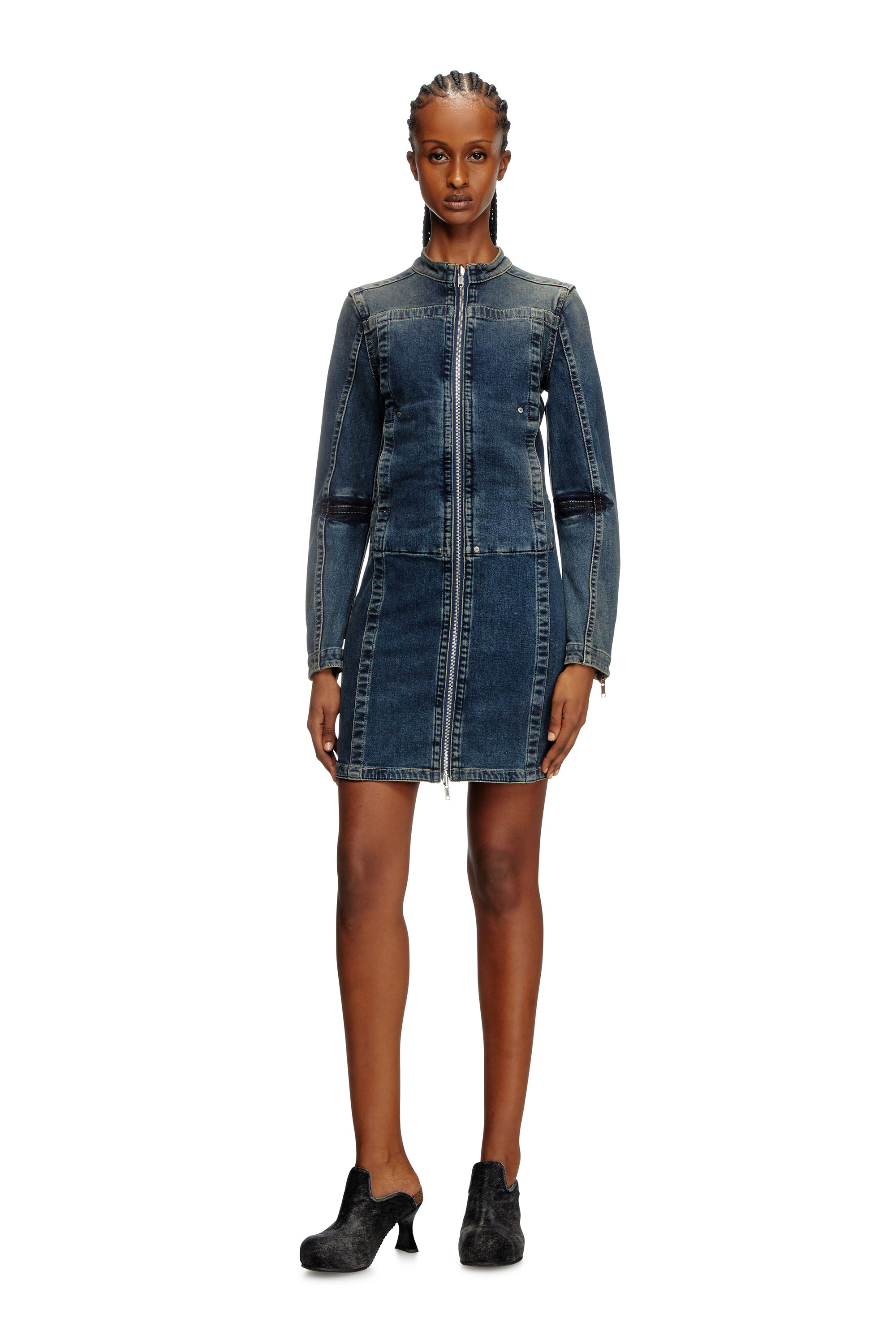 Diesel - DE-ROMI-RE, Woman's Short dress in Rehab denim in Dark Blue - 3