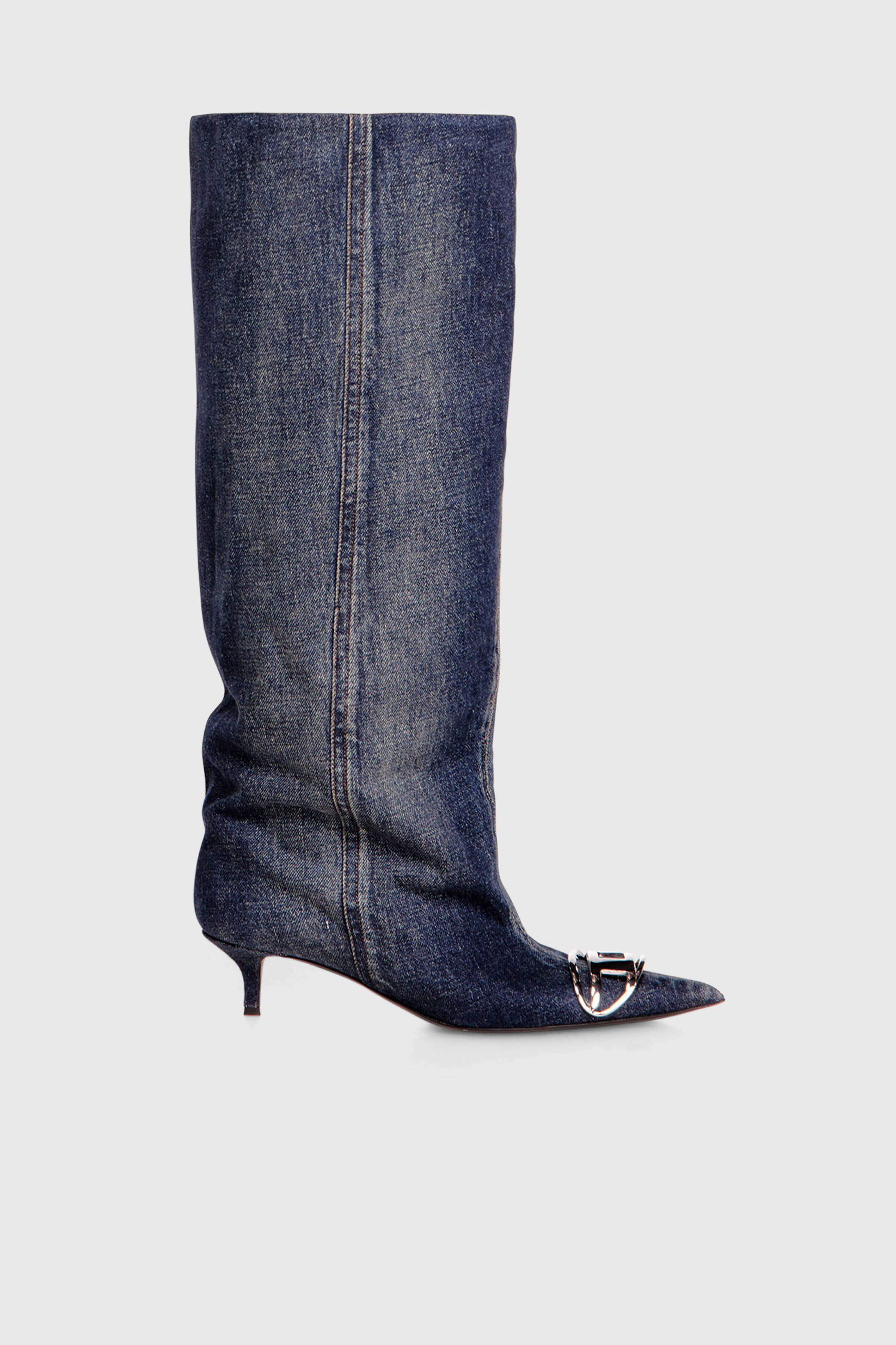Diesel - D-VENUS KB SLOUCHY, D-Venus-Bota slouchy hasta la rodilla en denim Mujer in Azul marino - 1