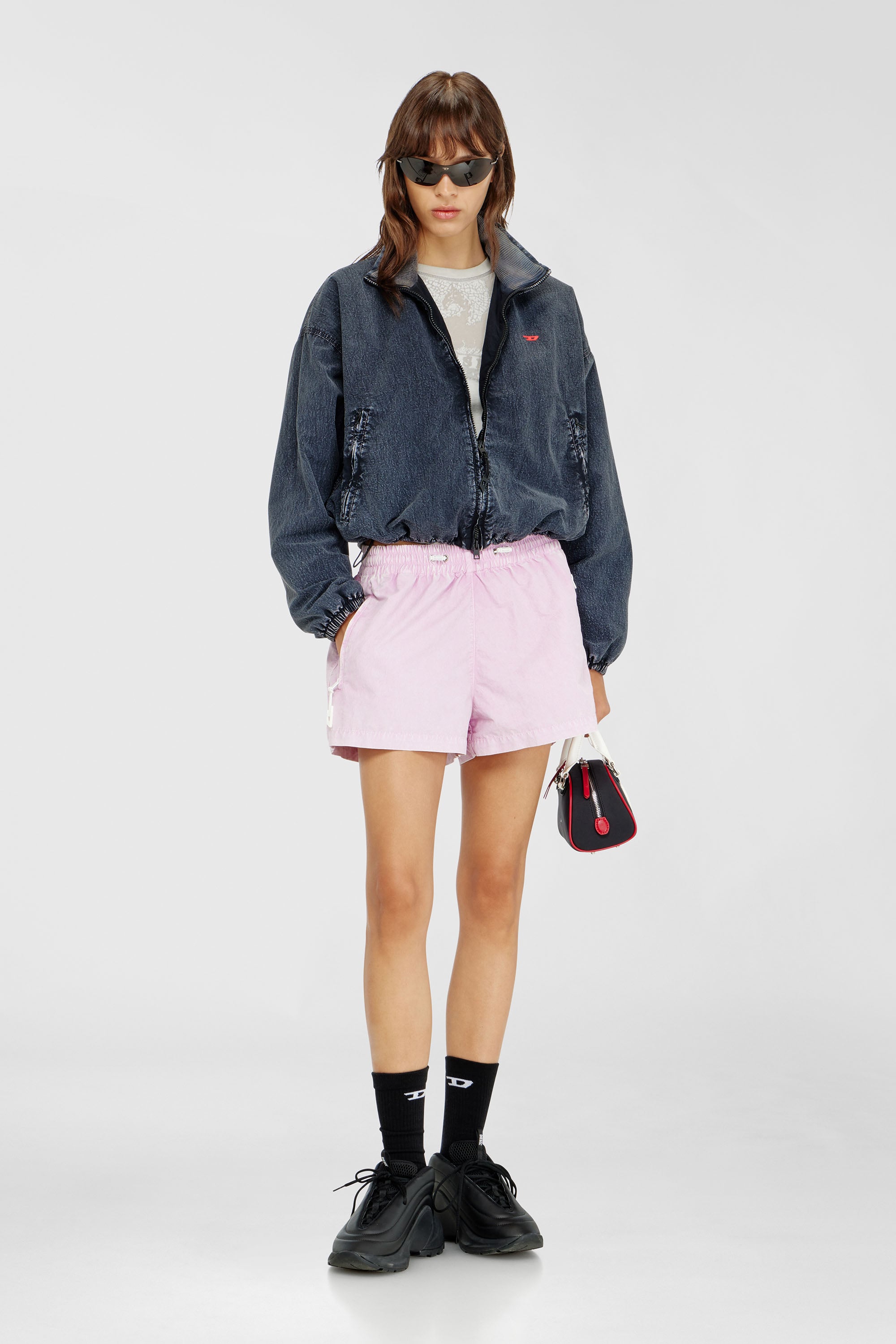 Diesel - G-LEAMER, Chaqueta cortavientos en taslan acid-wash Mujer in Azul marino - 2