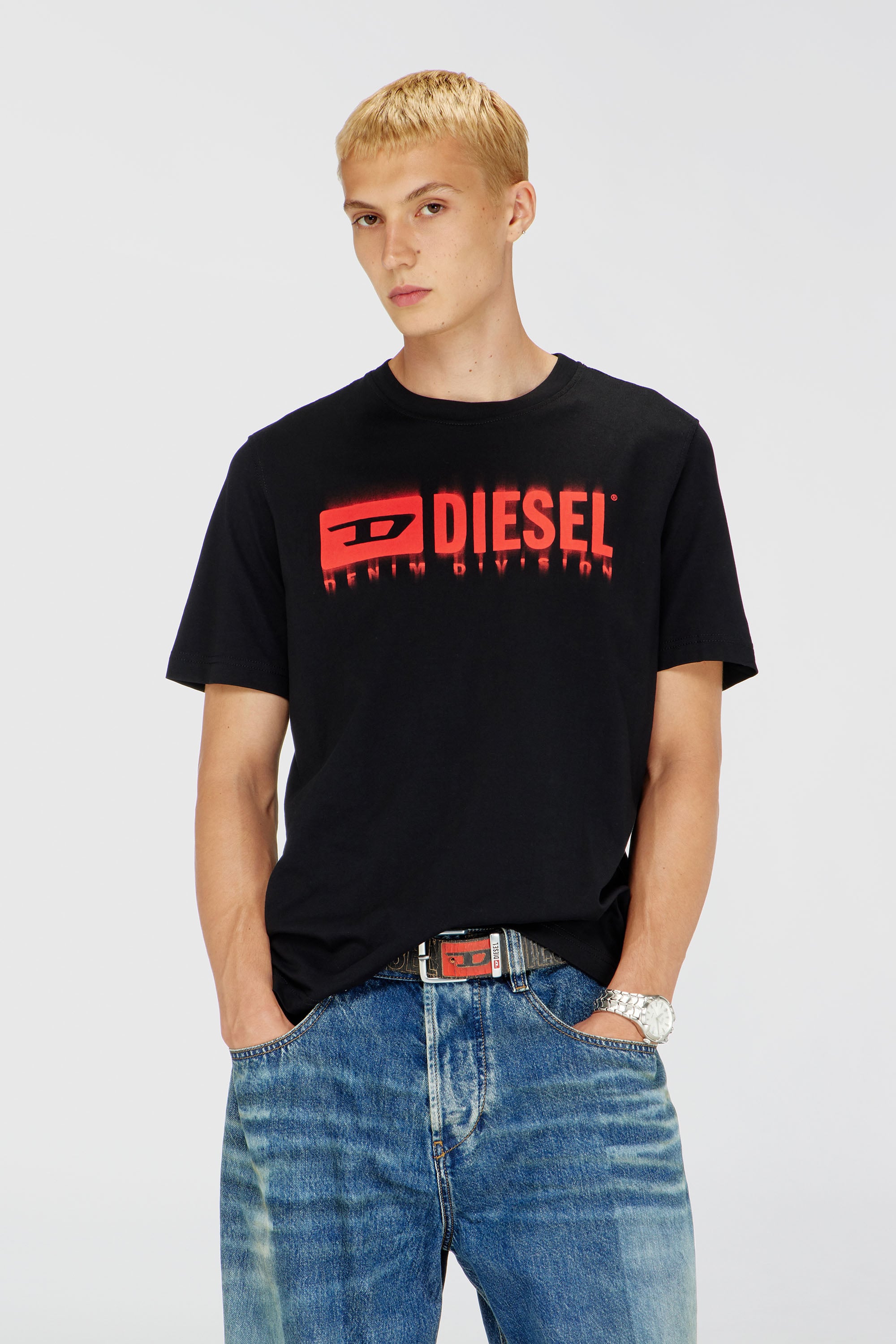 Diesel - T-ADJUST-Q7, Camiseta con logotipo Diesel borroso Hombre in Negro - 1