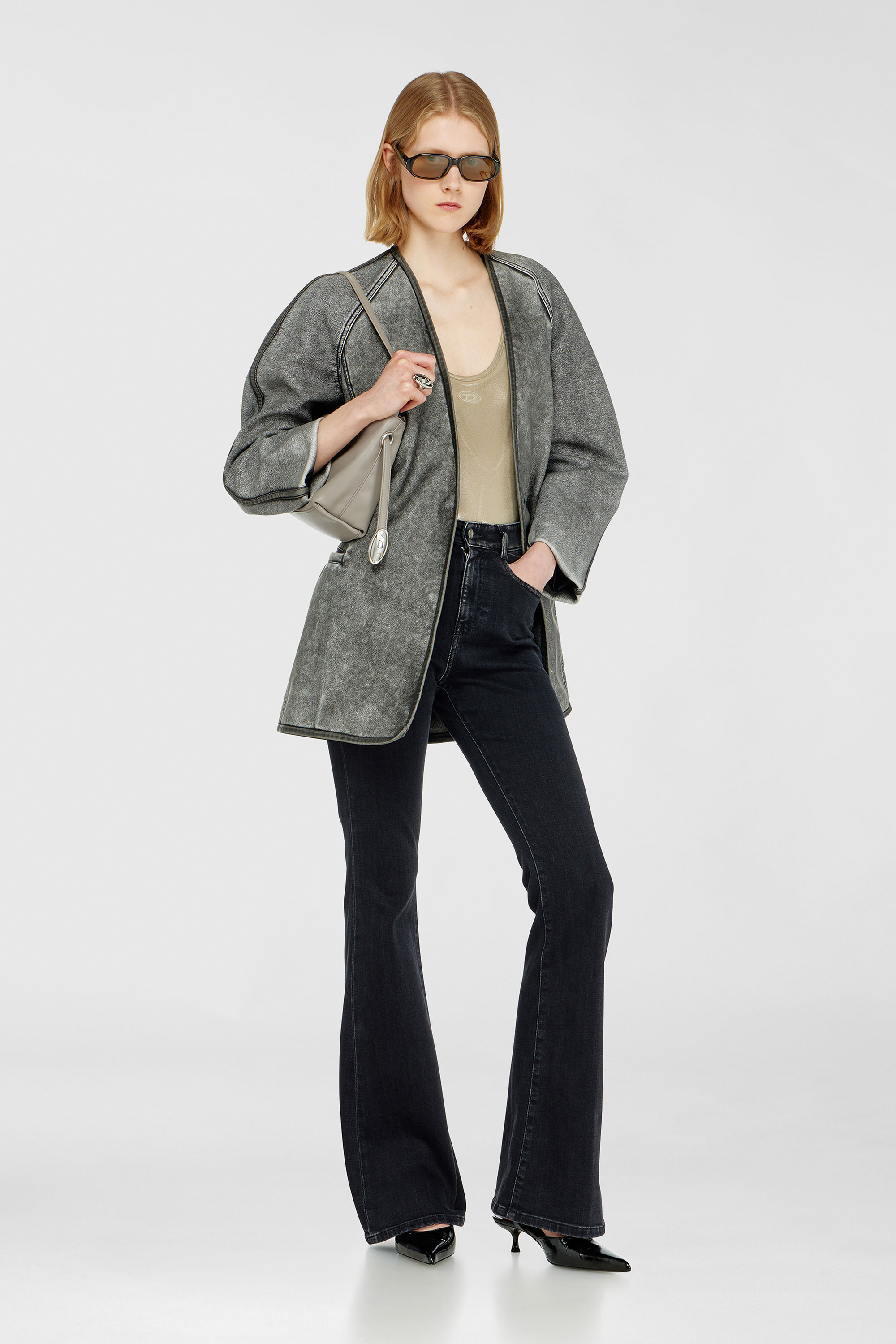 Diesel - G-ALAX, Chaqueta c&aacute;rdigan con mangas tipo capullo Mujer in Gris - 2