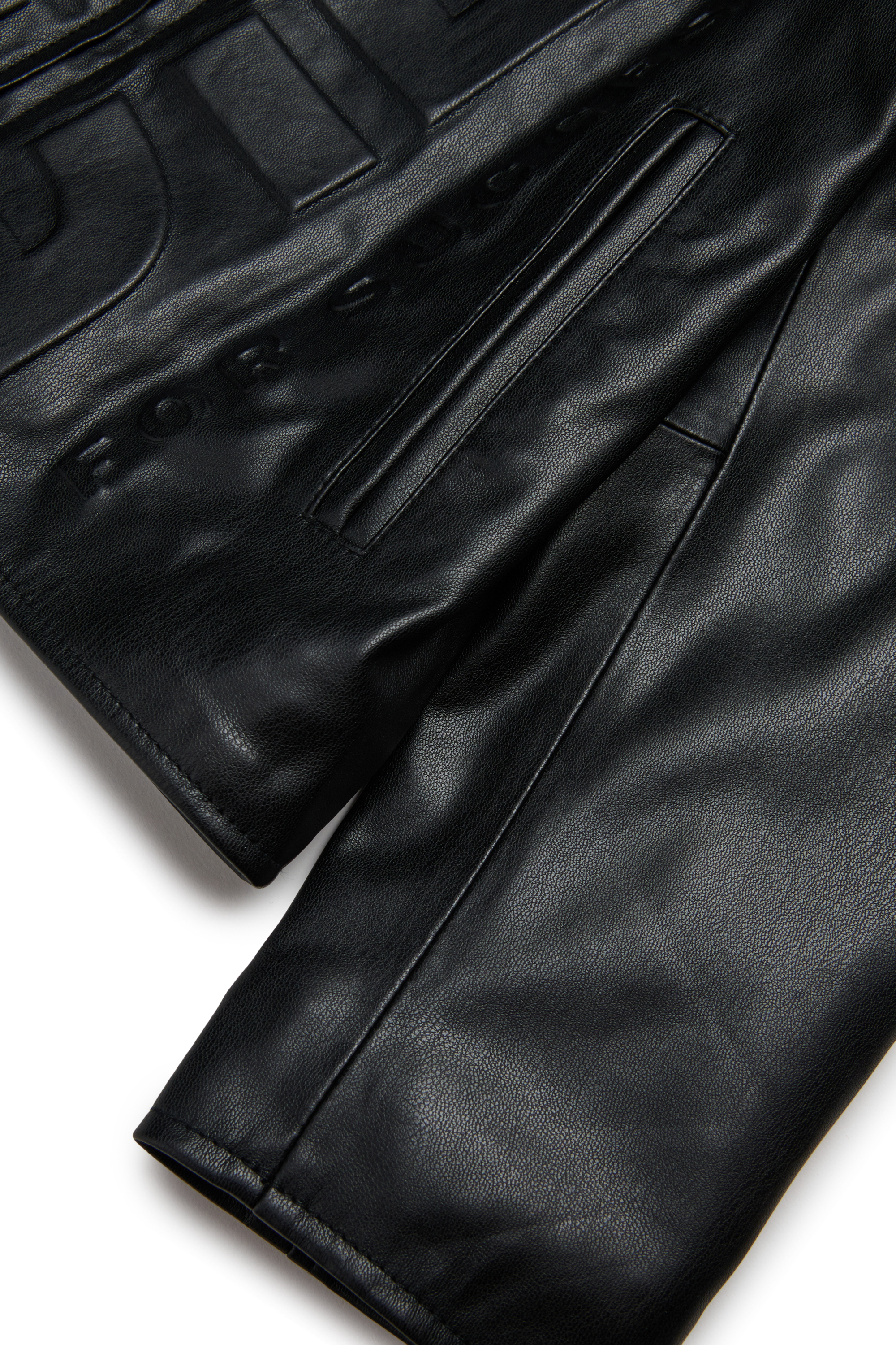 Diesel - JLMETVERT, Chaqueta de semicuero con logo Hombre in Negro - 4