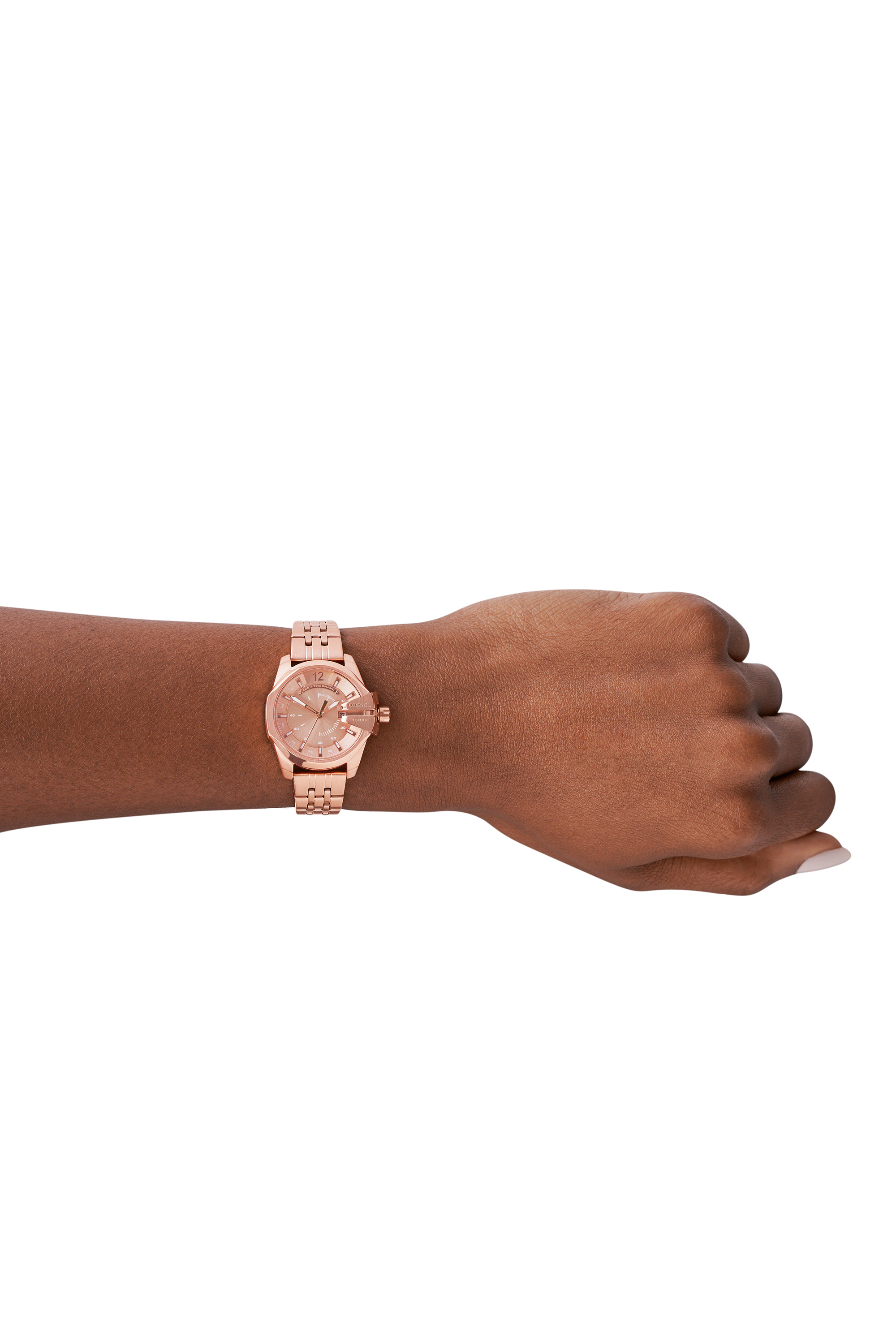 Diesel - DZ5602, Reloj Baby Chief de tres manecillas con fecha y pulsera en acero inoxidable color oro rosado Mujer in Rosa - 4