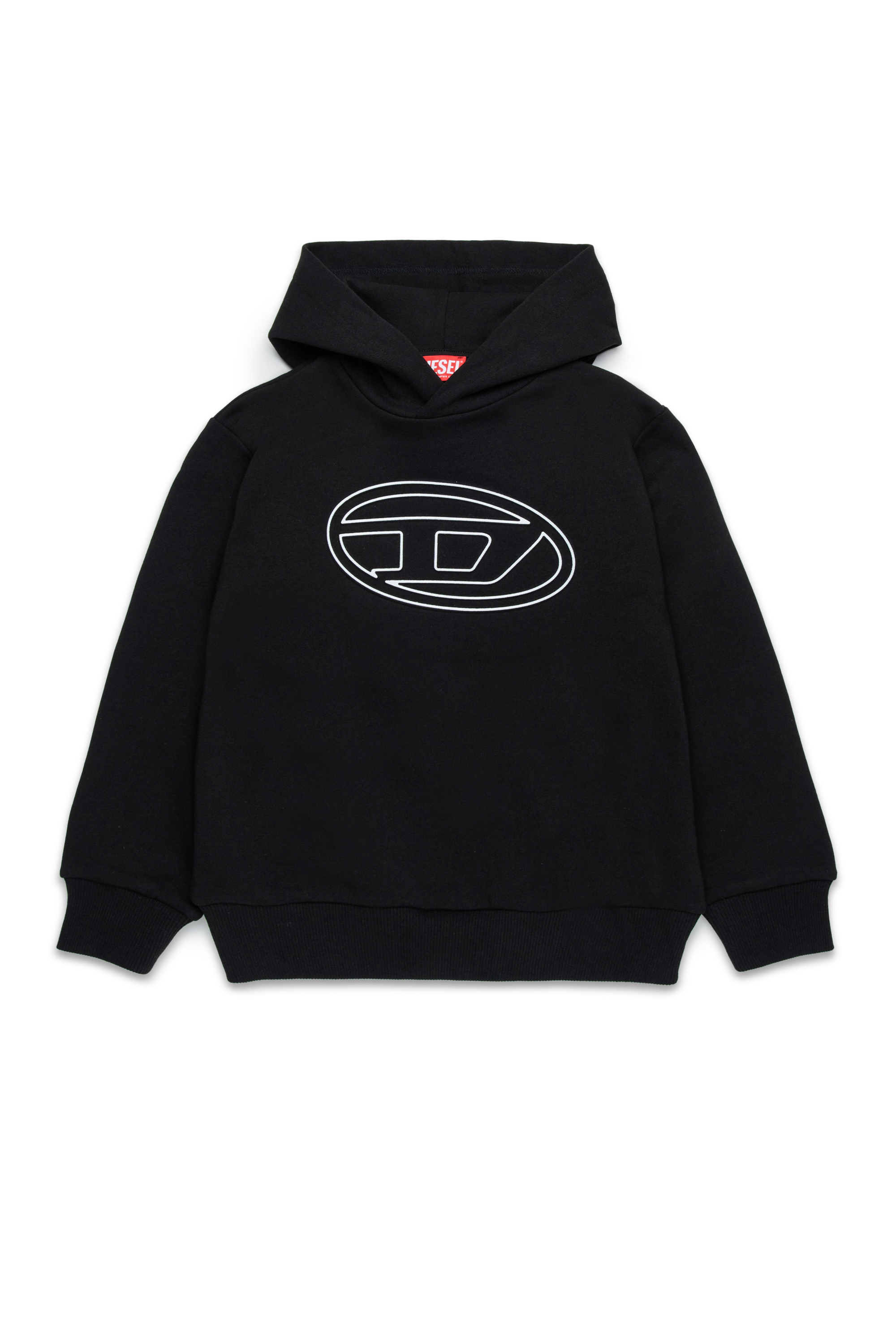 Diesel - SBIGOVALHOOD OVER, Sudadera con capucha y logotipo Oval D en relieve Hombre in Negro - 1