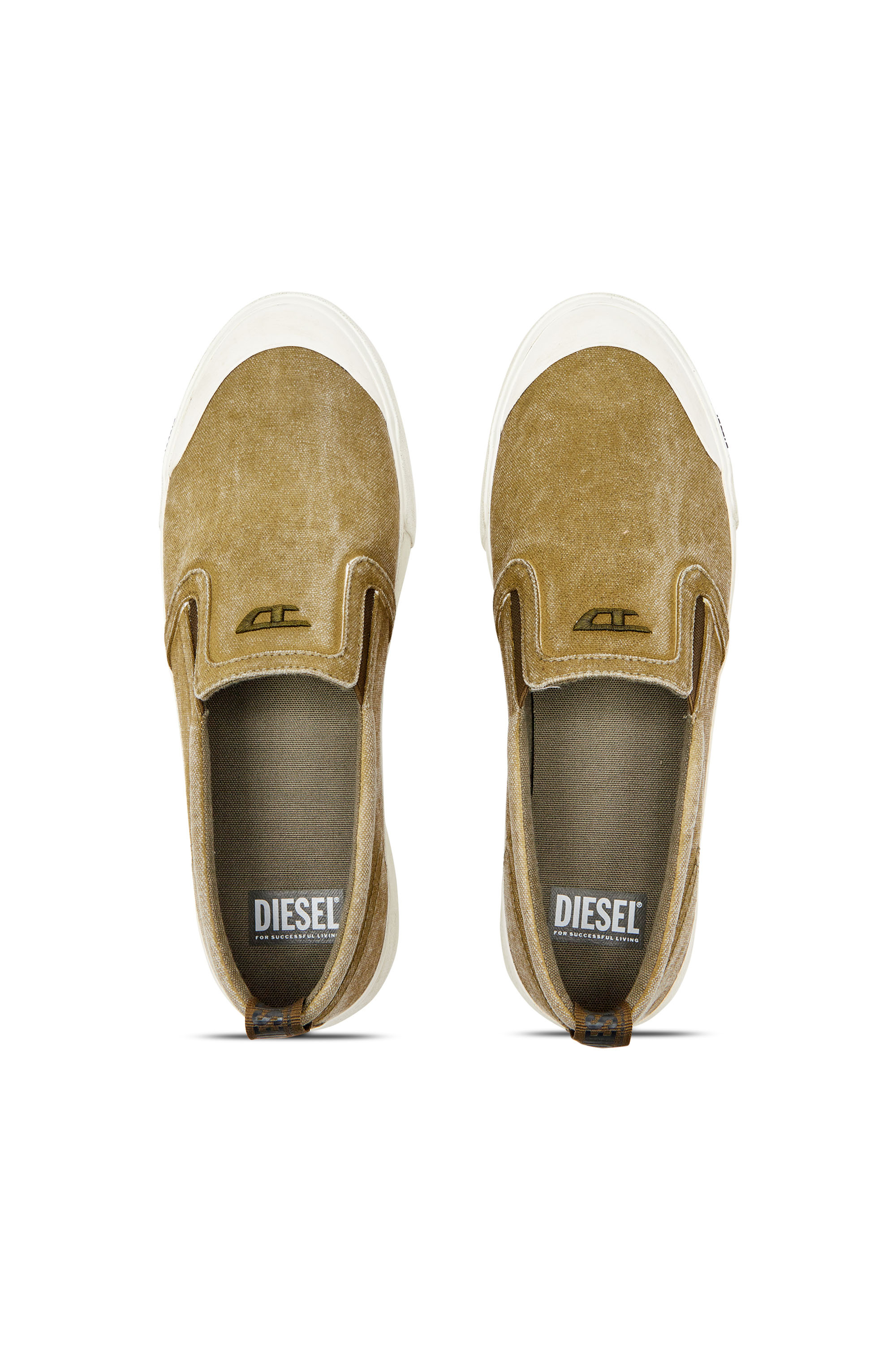 Diesel - S-ATHOS SLIP ON, Man Canvas slip-on sneakers with D embroidery in Brown - Image 6