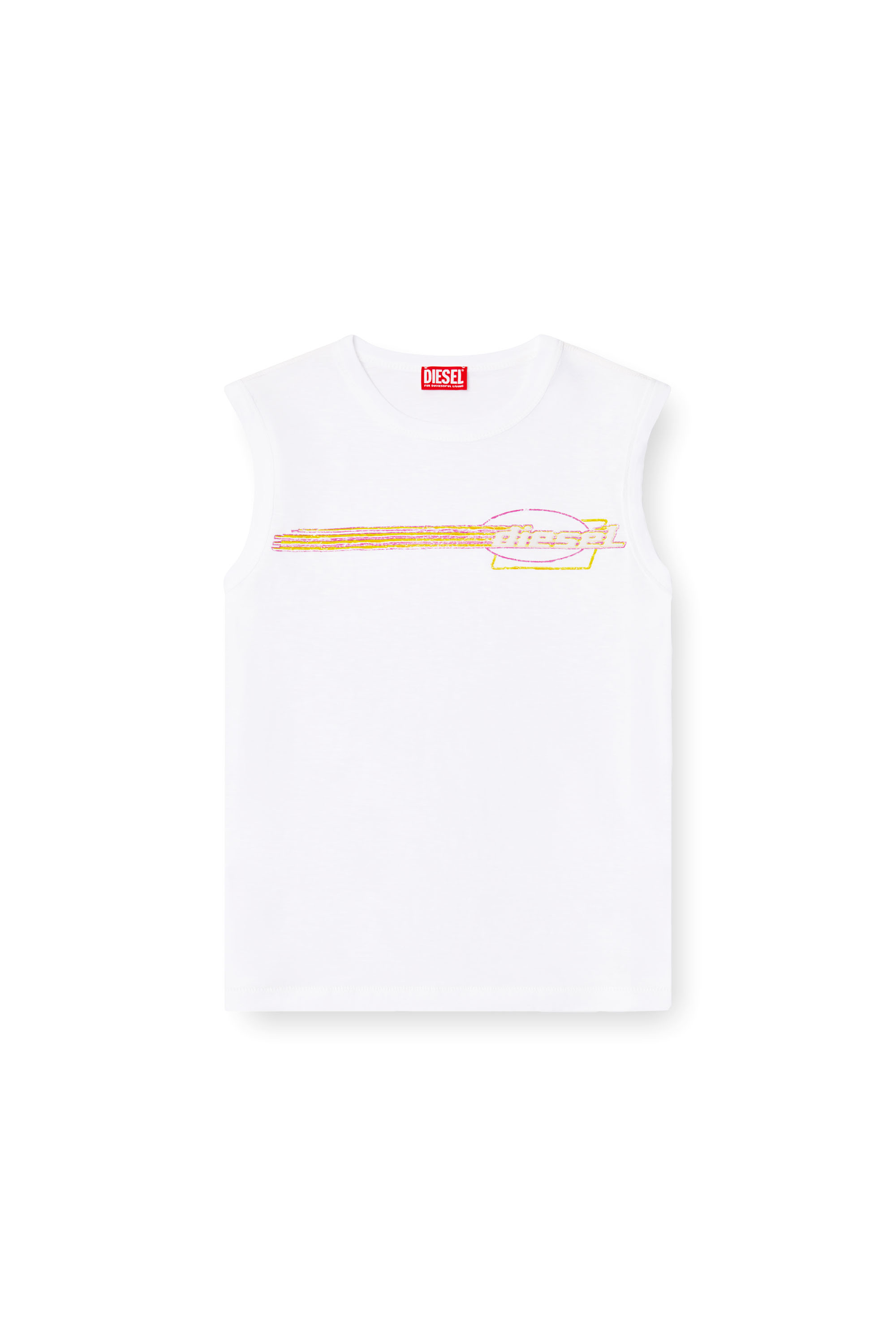 Diesel - T-BISCO-R3, Camiseta de tirantes slub sin mangas con gráfico de logotipo en relieve Hombre in Blanco - 3