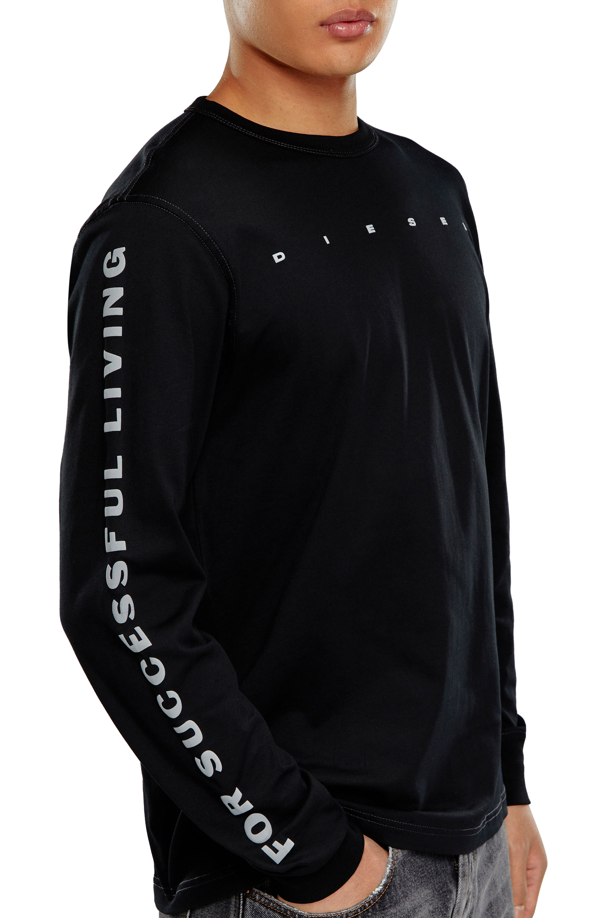 Diesel - T-JUST-LS-N7, Hombre Camiseta de manga larga con motivo de camuflaje de cebra in Negro - Image 5