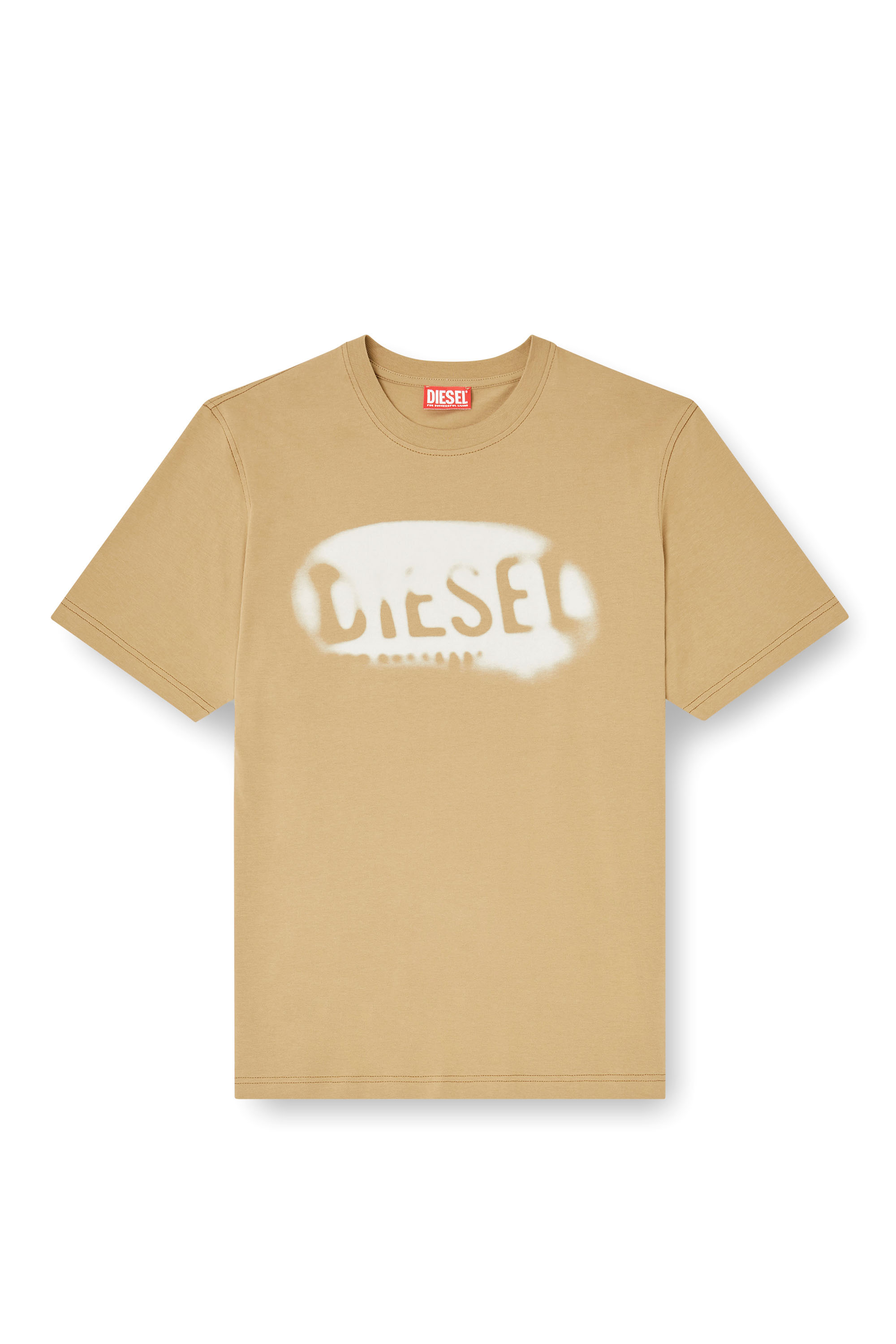 Diesel - T-ADJUST-V2, Camiseta de algodón ligero con logo desvaído. Hombre in Beige - 3