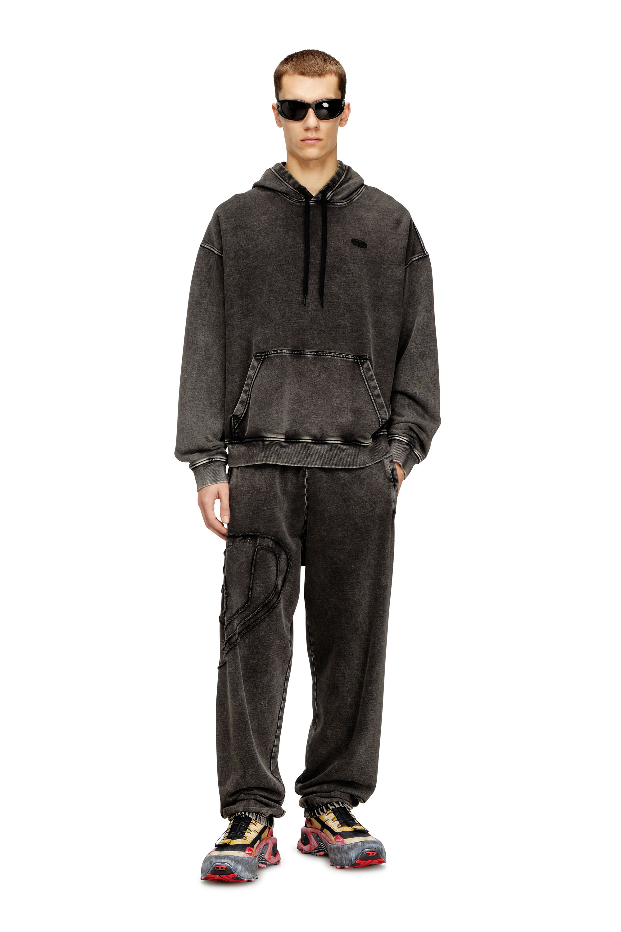 Diesel - S-BOXT-HOOD-DEN, Sudadera con parche trasero de corte bruto Hombre in Gris - 2