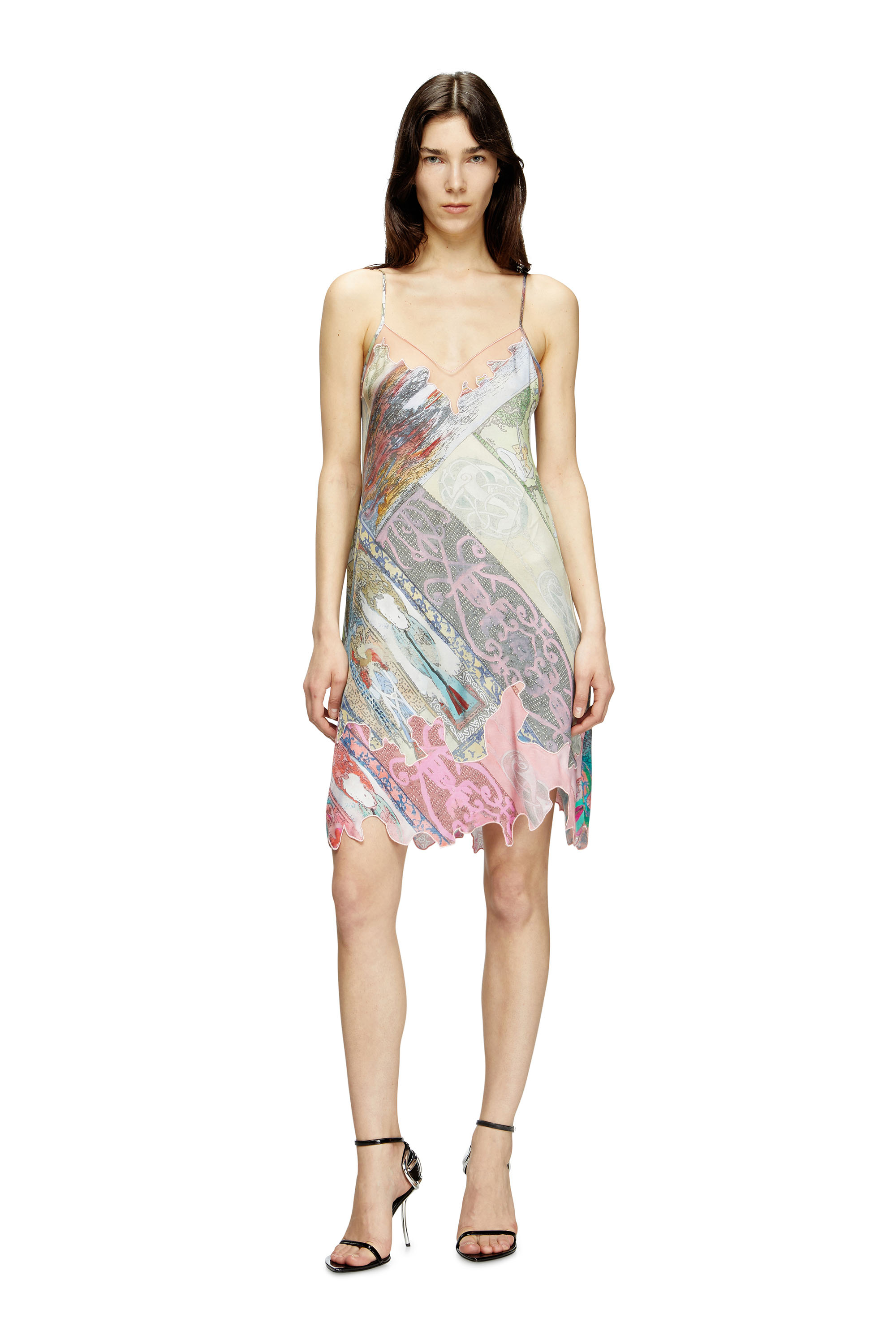 Diesel - D-ARIA, Vestido lencero de viscosa con estampado heráldico Mujer in Multicolor - 3