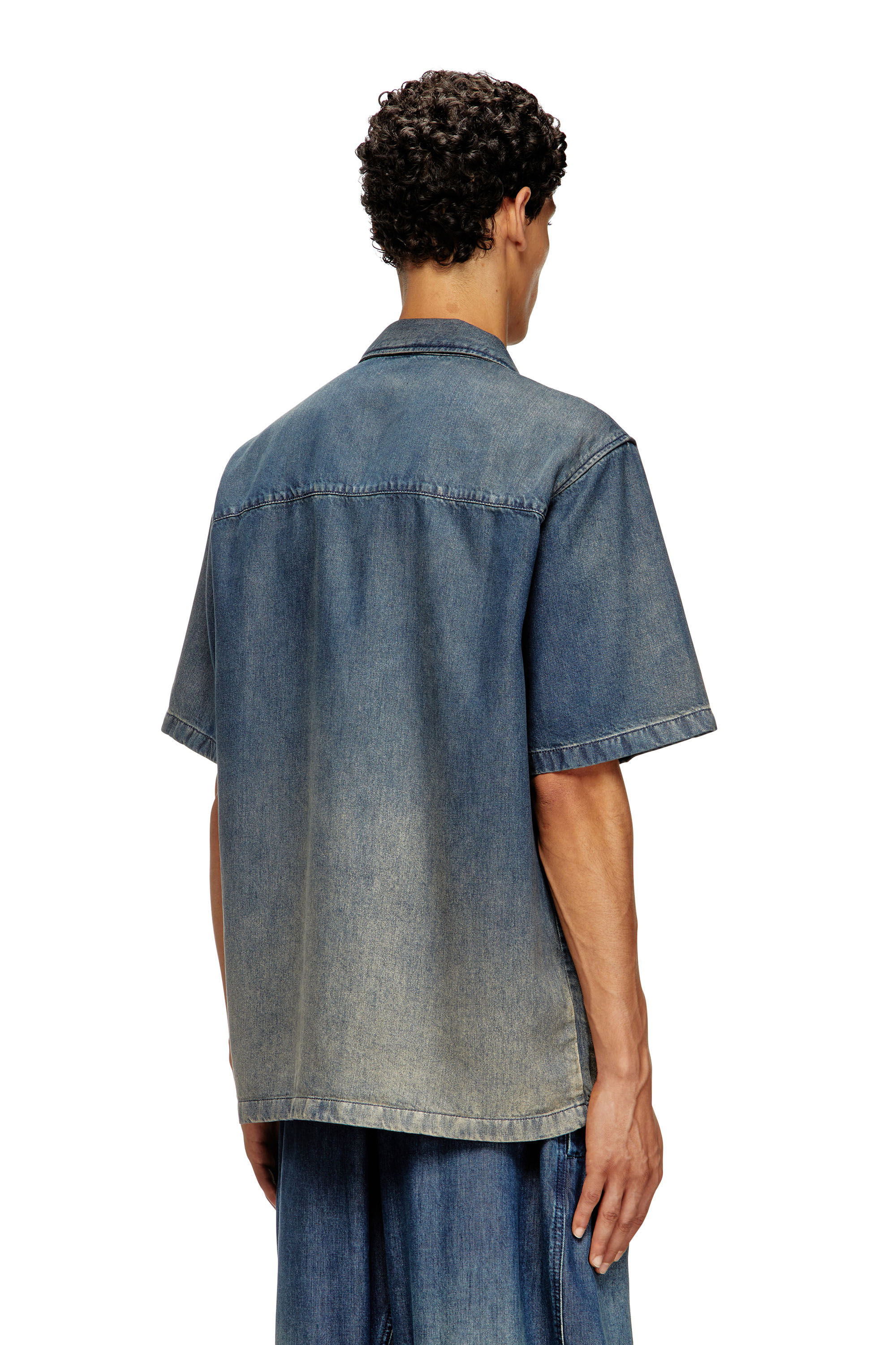 Diesel - D-NABIL-S3, Camisa de bolos en denim degradado fluido Hombre in Azul marino - 4