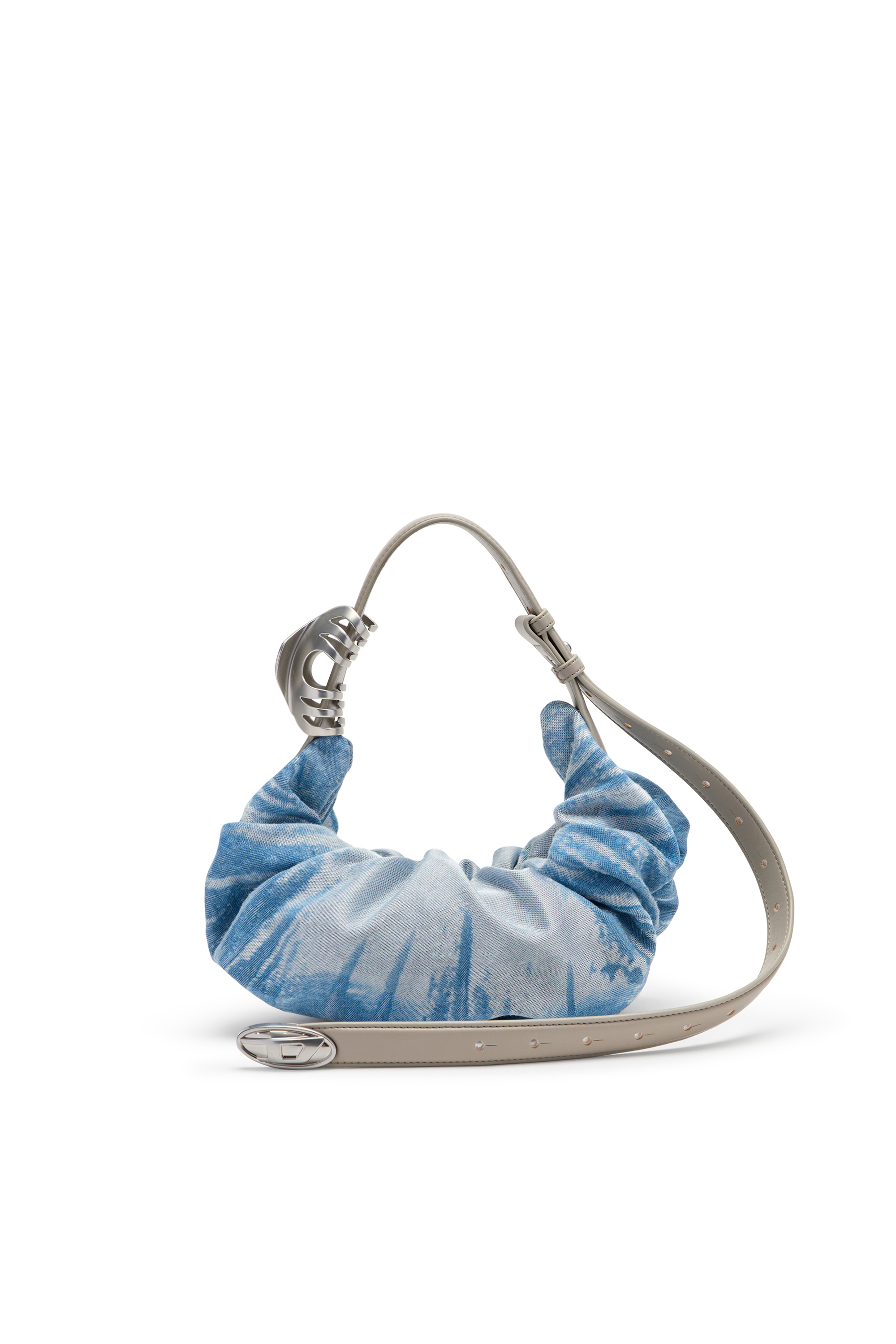Diesel - GRAB-D HOBO S, Bolso hobo Grab-D-Scrunched en denim satinado Mujer in Azul marino - 1