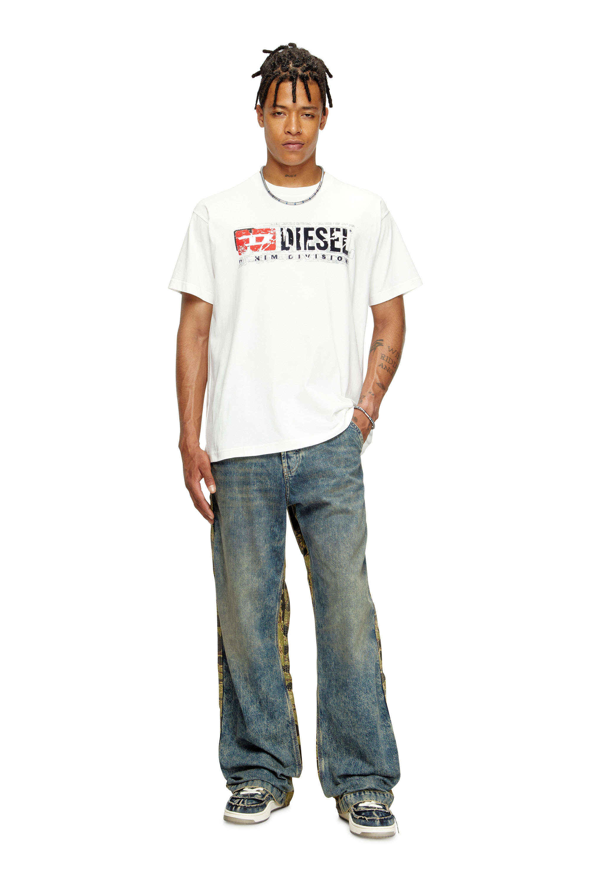 Diesel - T-NORM-T6, Camiseta con logotipo Diesel Denim Division en relieve Hombre in Blanco - 2